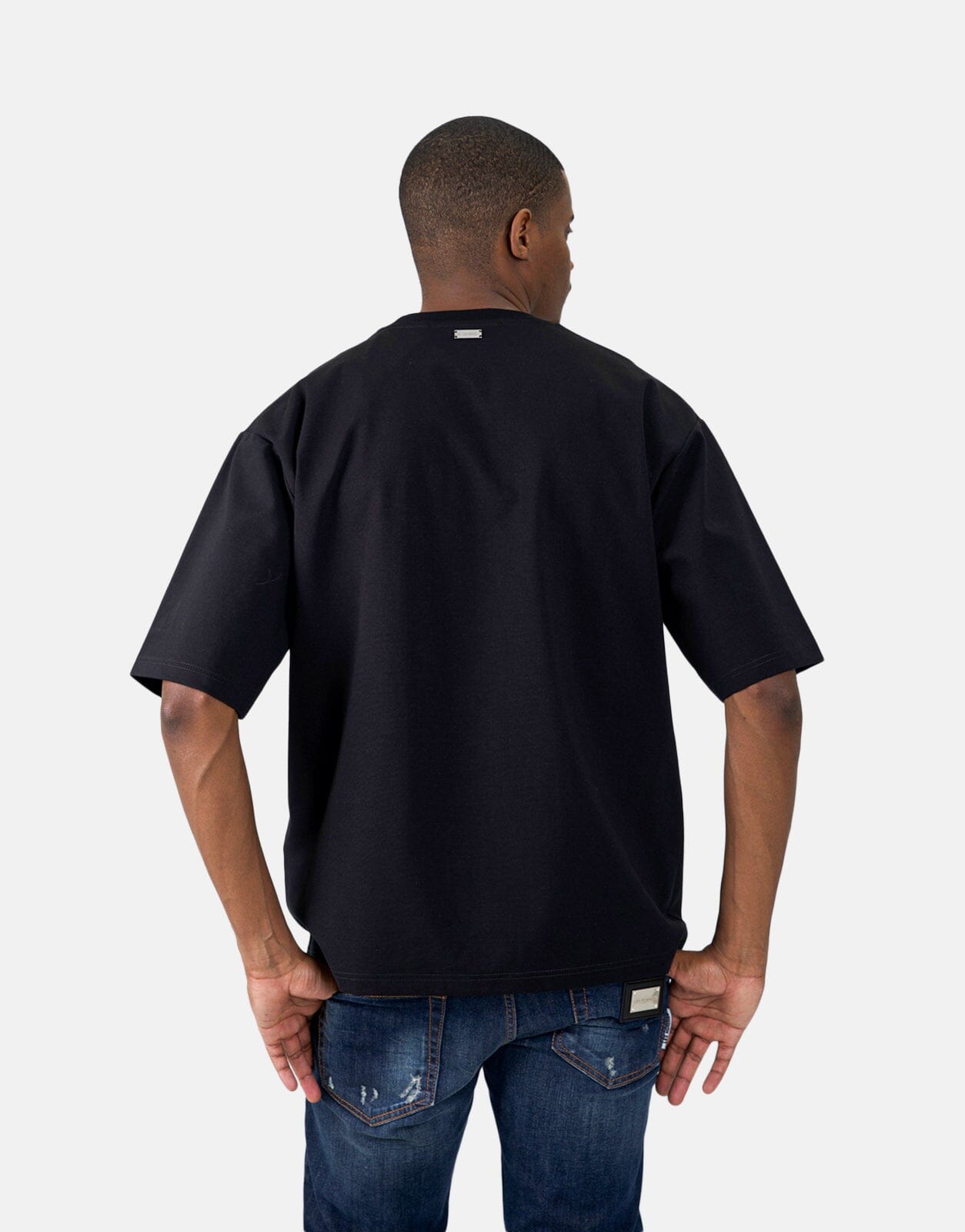 Les Hommes Flock Logo Black T-Shirt - Subwear