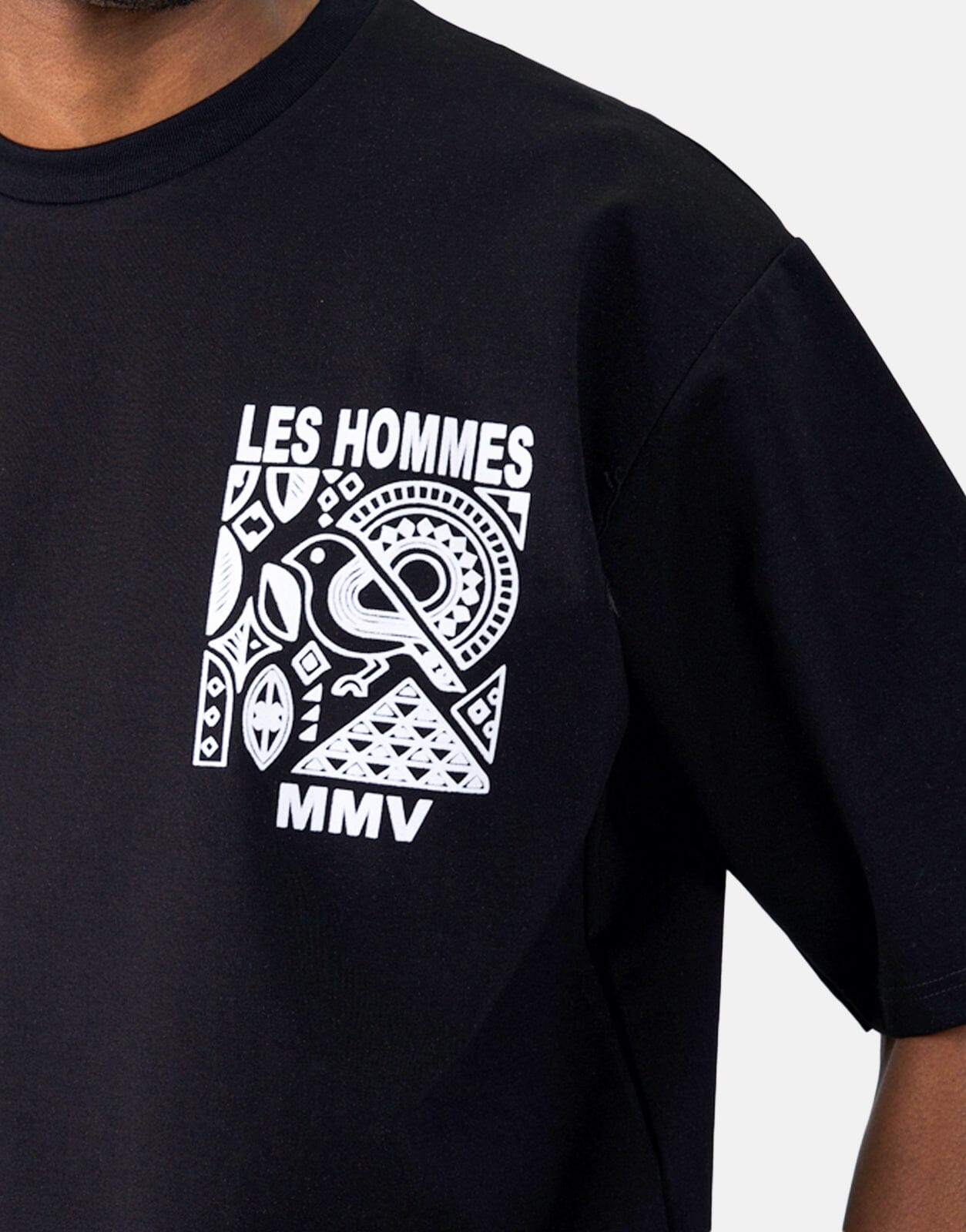 Les Hommes Flock Logo Black T-Shirt - Subwear