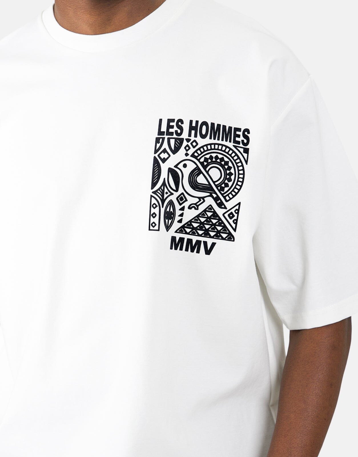 Les Hommes Flock Logo White T-Shirt - Subwear