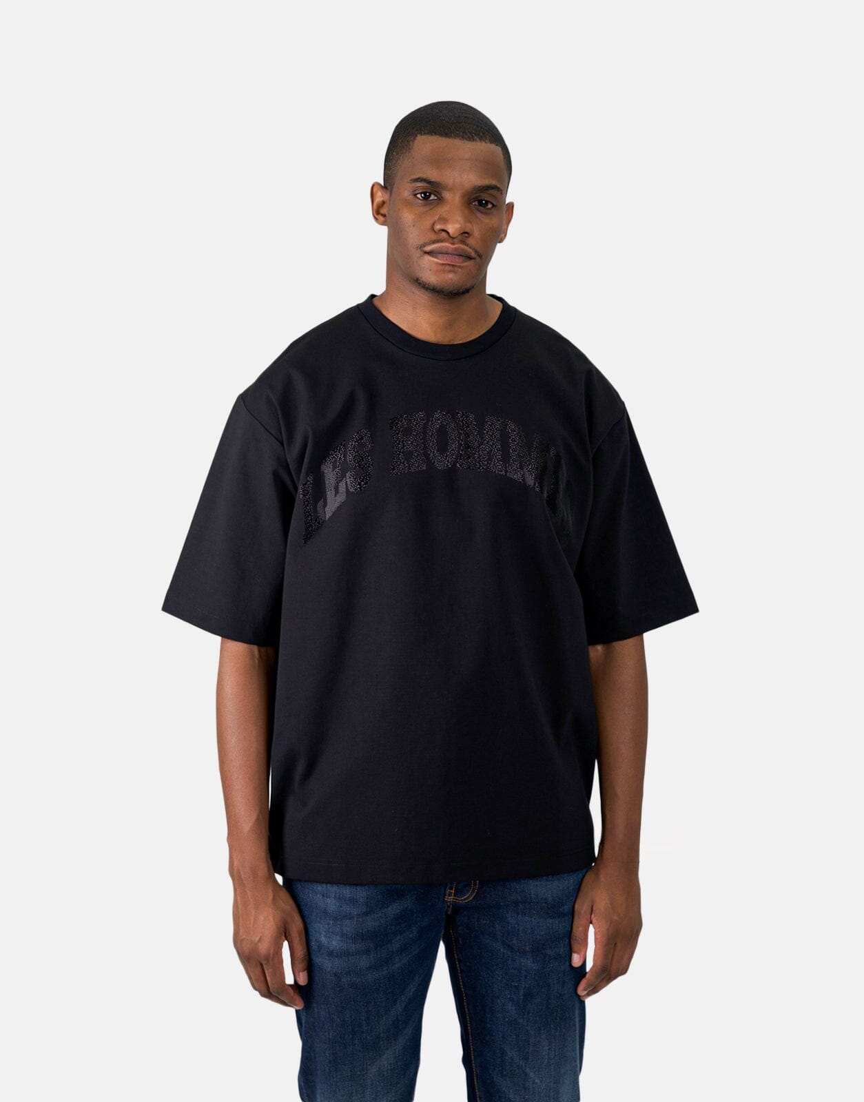 Les Hommes Glitter Logo Black T-Shirt - Subwear