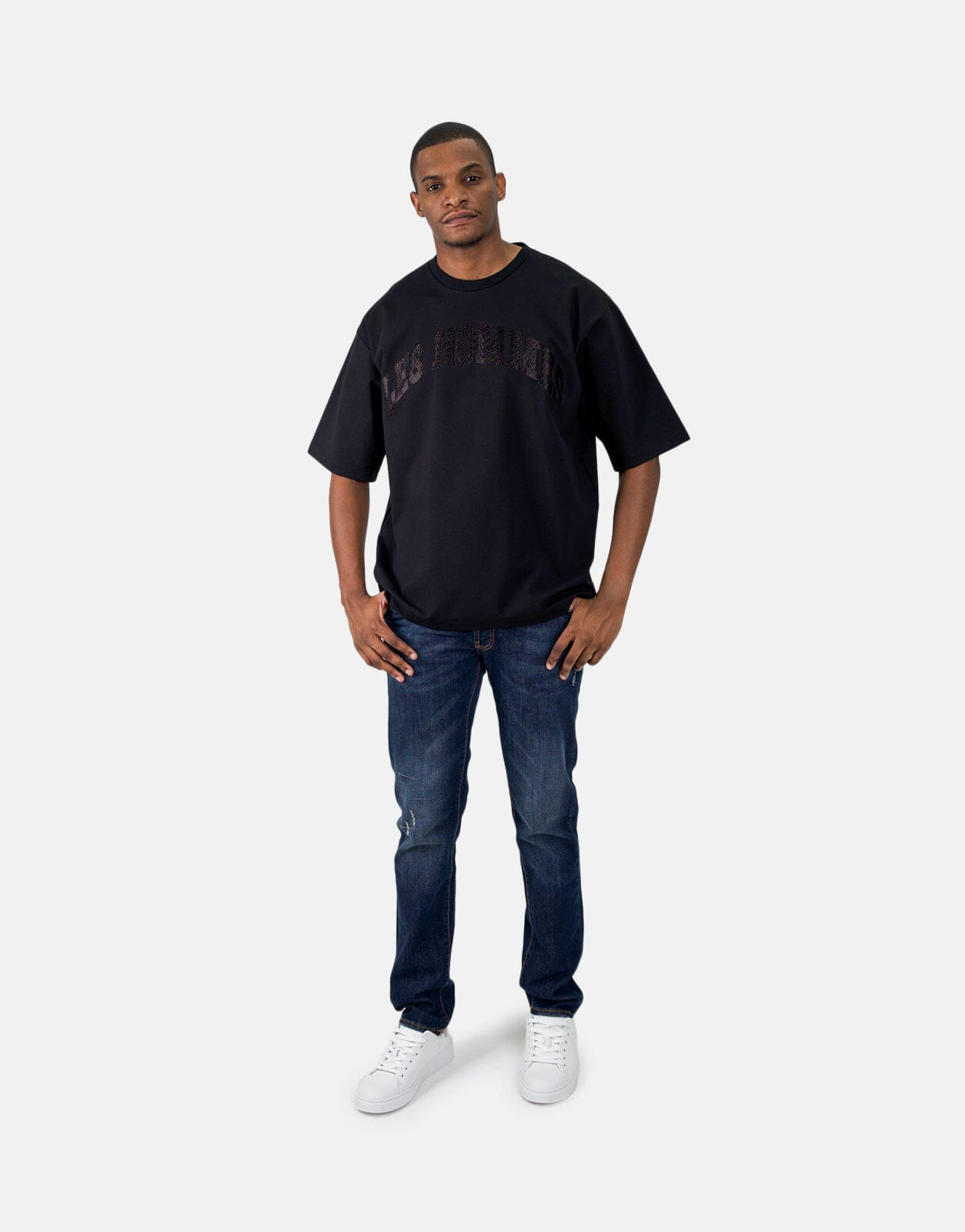 Les Hommes Glitter Logo Black T-Shirt - Subwear