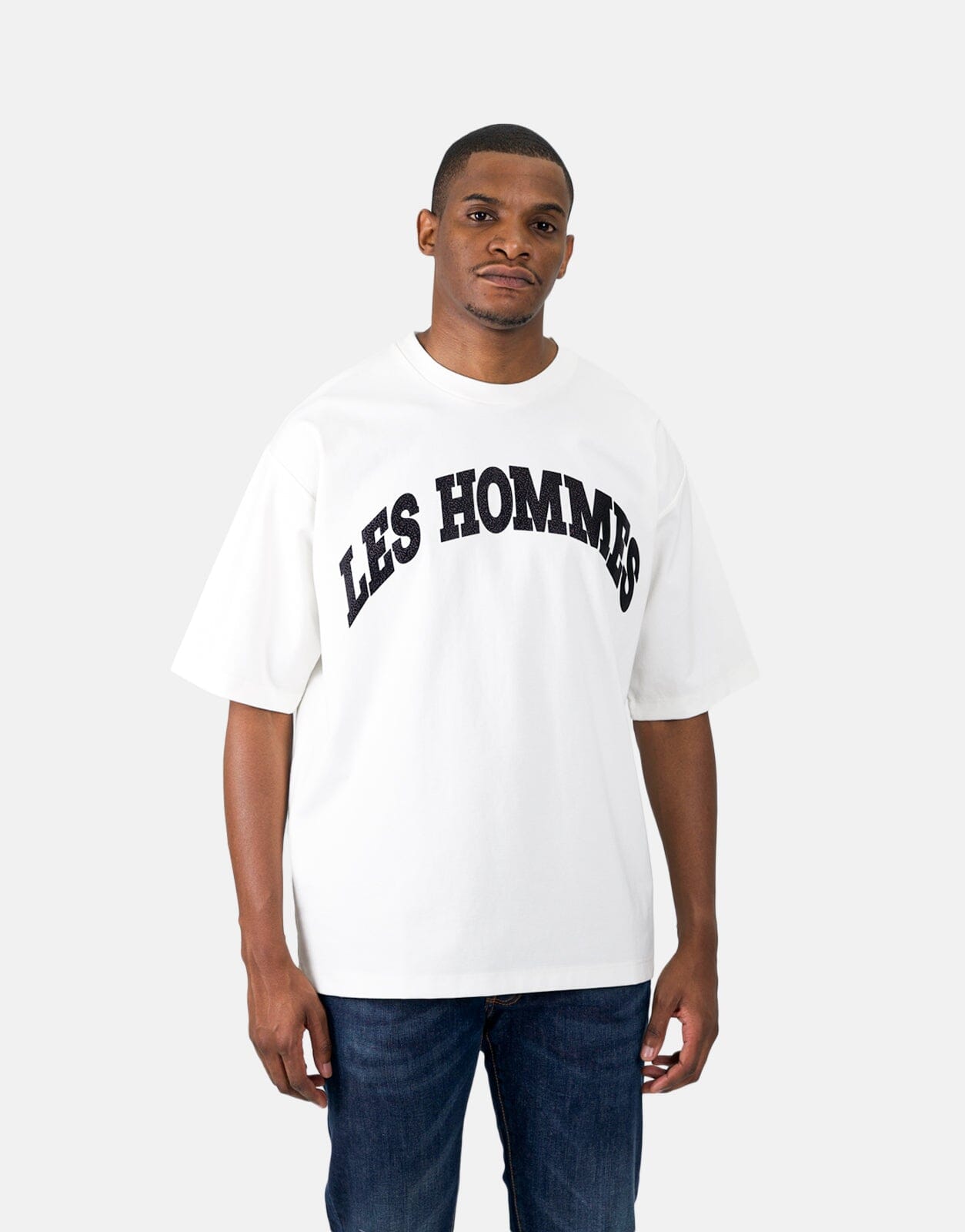 Les Hommes Glitter Logo White T-Shirt - Subwear