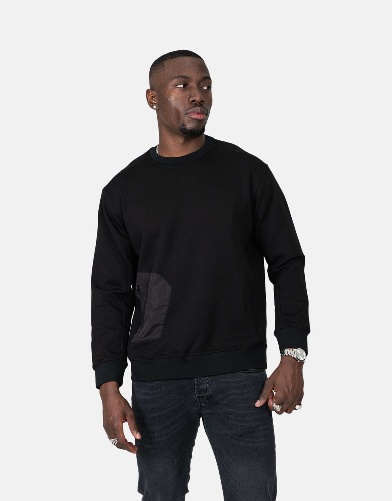 Les Hommes Zip Pocket Black Sweatshirt - Subwear