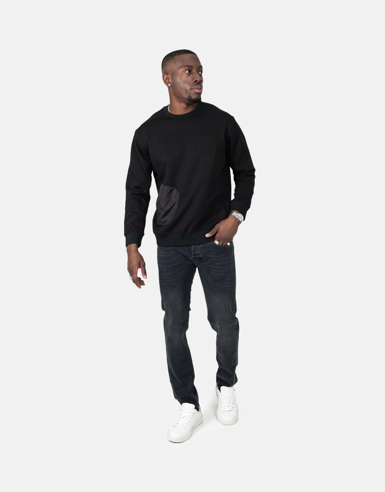 Les Hommes Zip Pocket Black Sweatshirt - Subwear