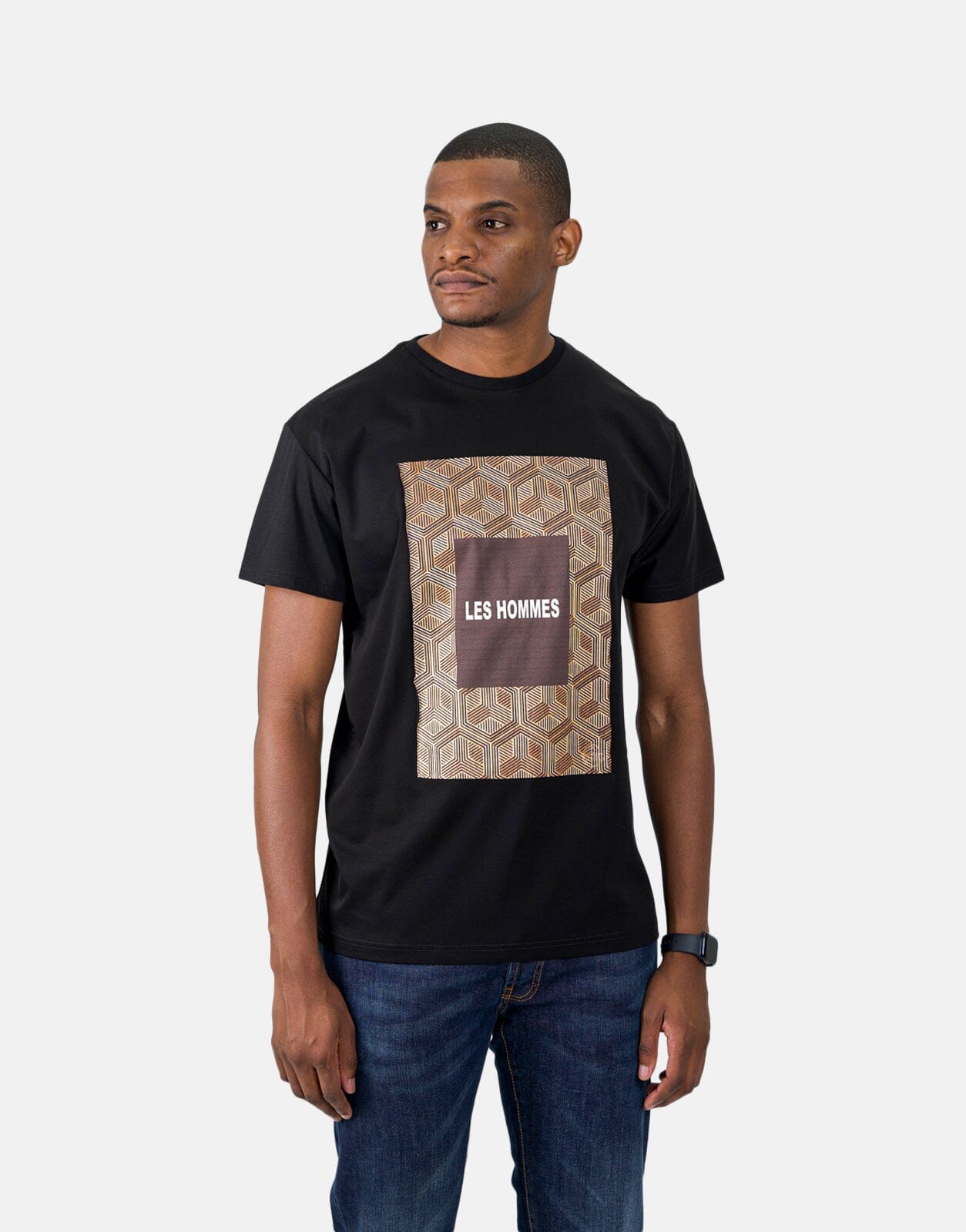 Les Hommes Digital Print Black T-Shirt - Subwear