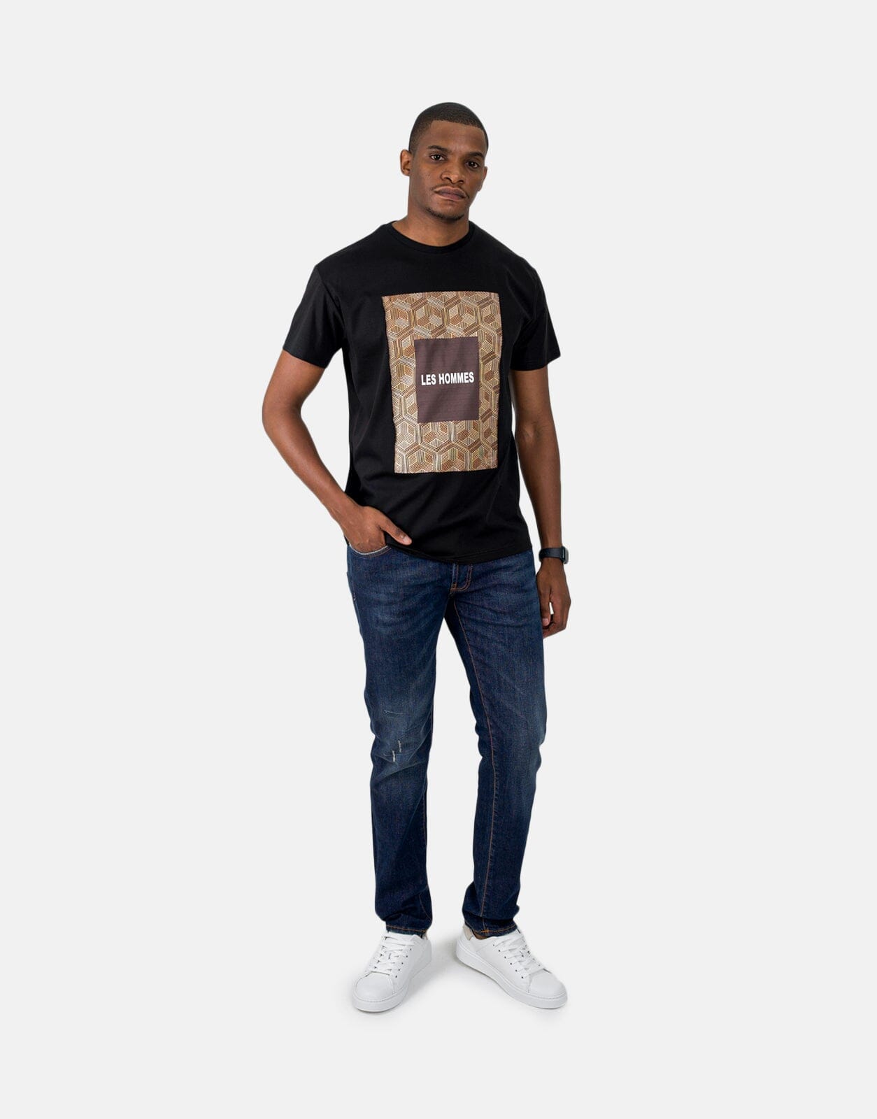 Les Hommes Digital Print Black T-Shirt - Subwear
