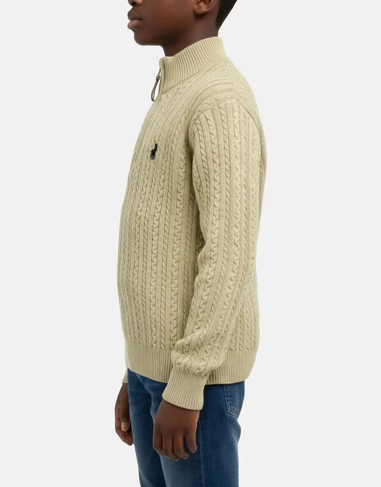 Polo Boys Simpiwe Quarter Zip Khaki Knitwear - Subwear