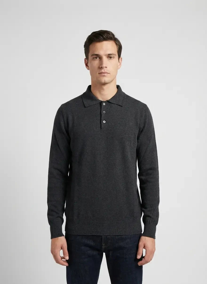Polo Cotton LS Knitwear Charcoal Melange Golfer - Subwear