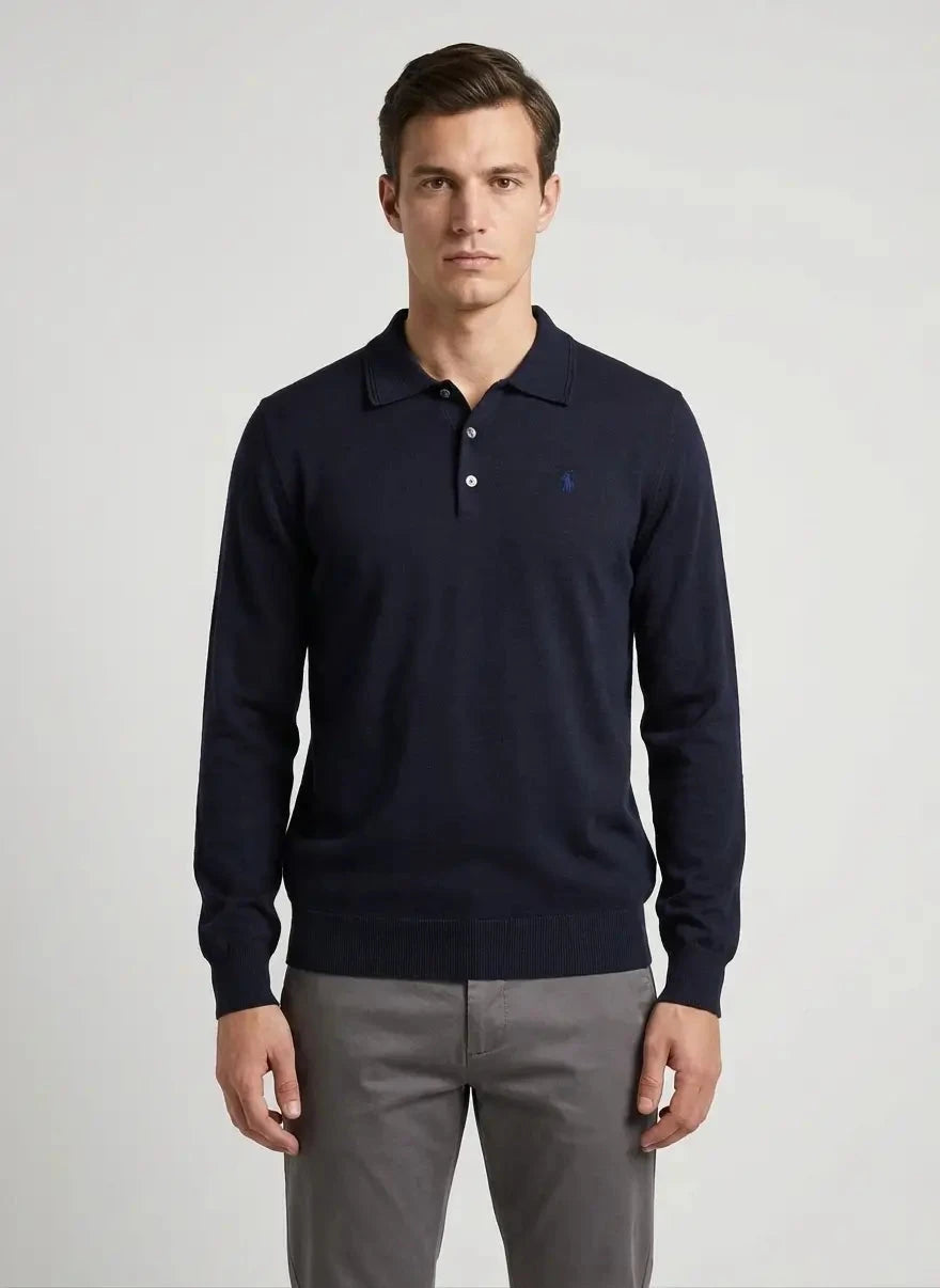 Polo Cotton LS Knitwear Navy Golfer - Subwear