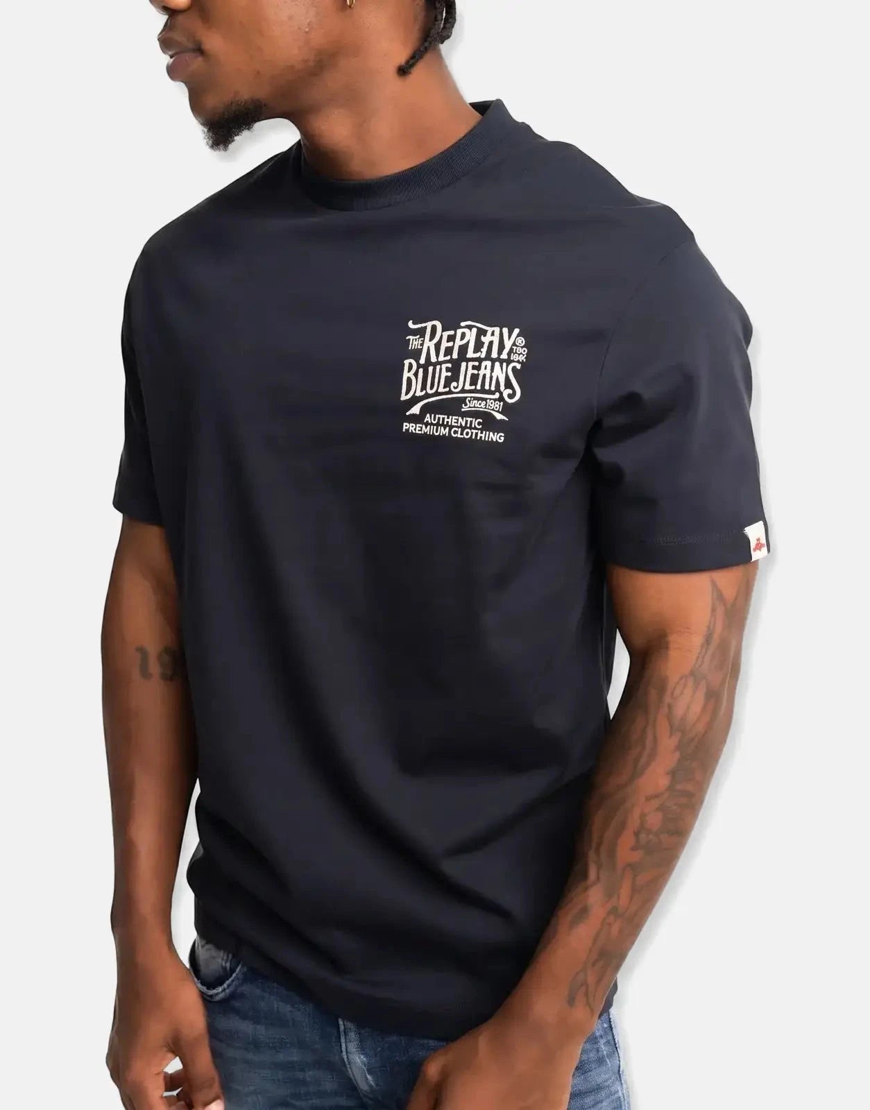 Replay Blue Jeans Side Stitch Print Deep Blue T-Shirt - Subwear