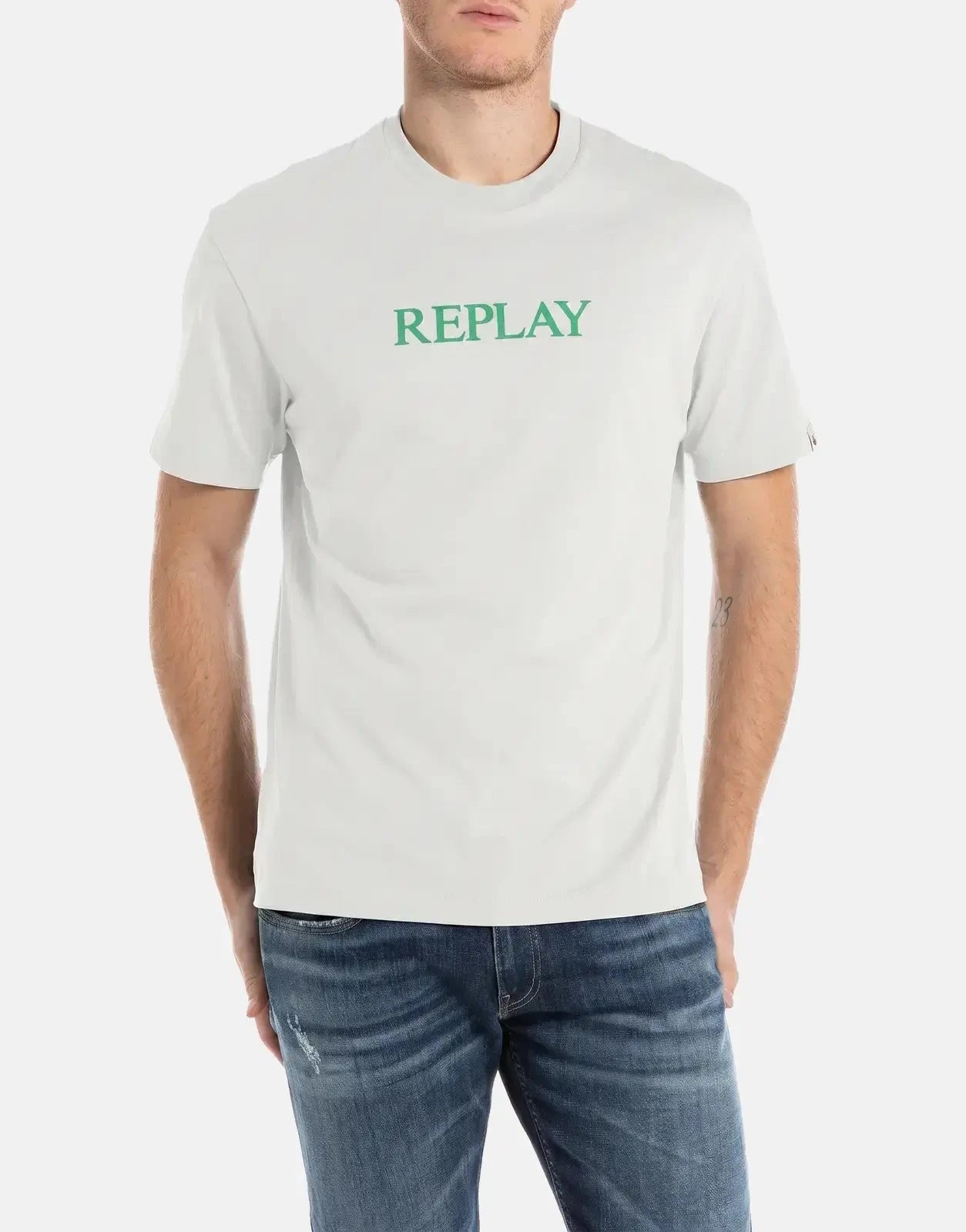 Replay Chest Green Font Silver T-Shirt - Subwear