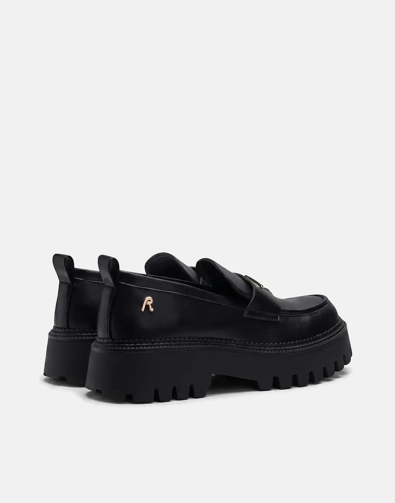 Replay Numb NY black sneakers with a chunky platform sole and gold R logo detail.