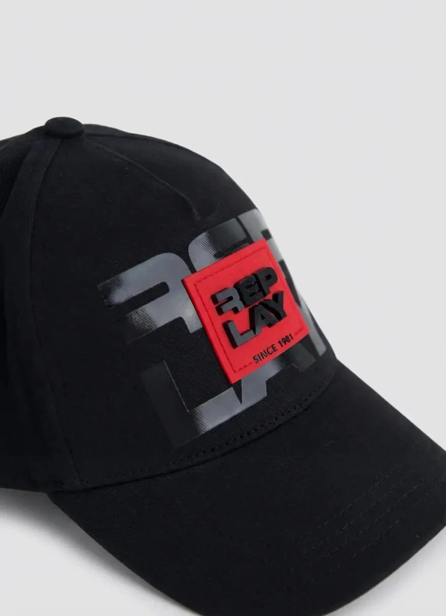 Replay Red Logo Black Cap - Subwear