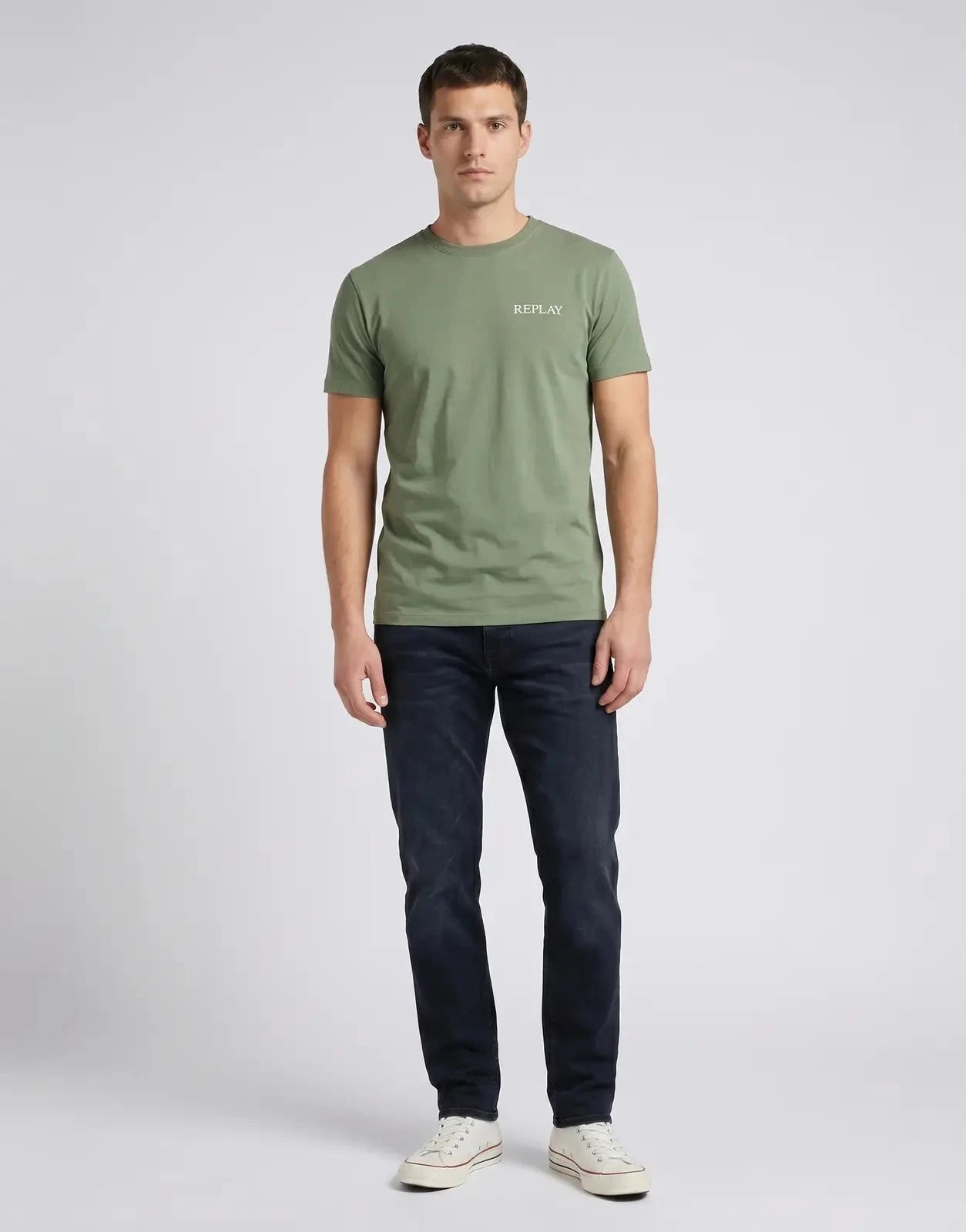 Replay Side Font Print Sage Green T-Shirt - Subwear