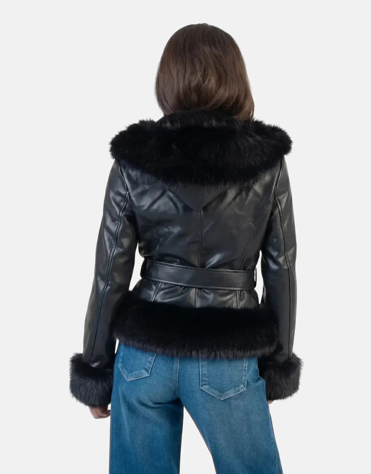 Sissy Boy Cherish You Belted Faux Fur Black Jacket - Subwear