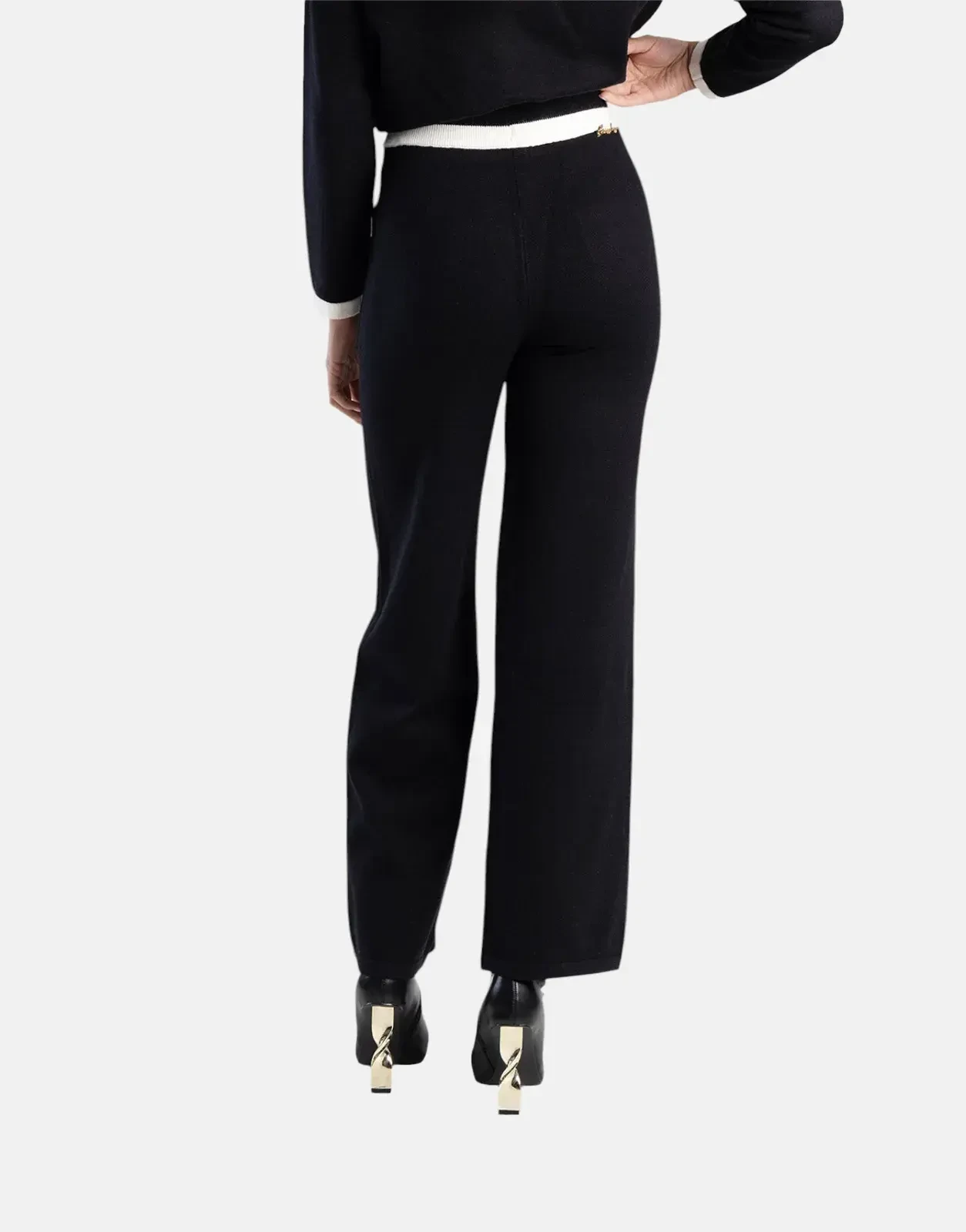 Sissy Boy Contrasted Wide-Leg Knit White/Black Pants - Subwear