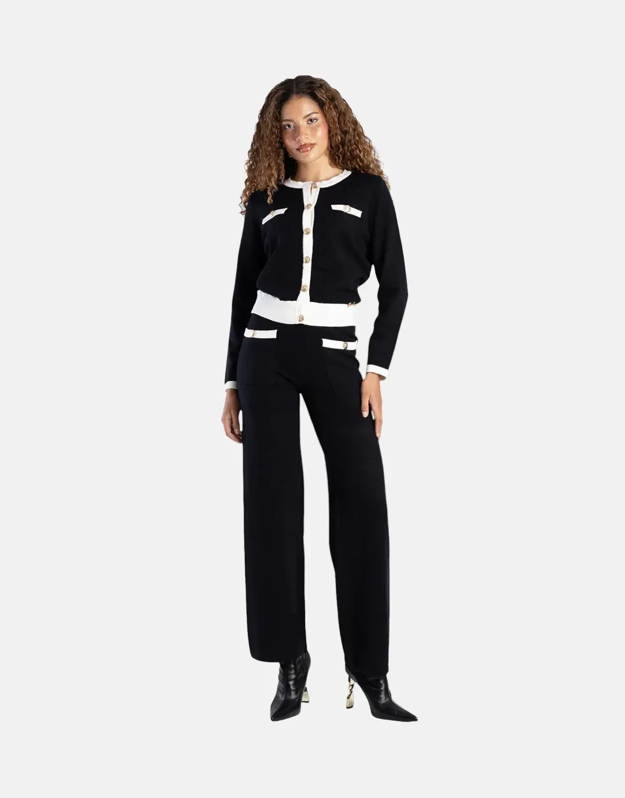 Sissy Boy Contrasted Wide-Leg Knit White/Black Pants - Subwear