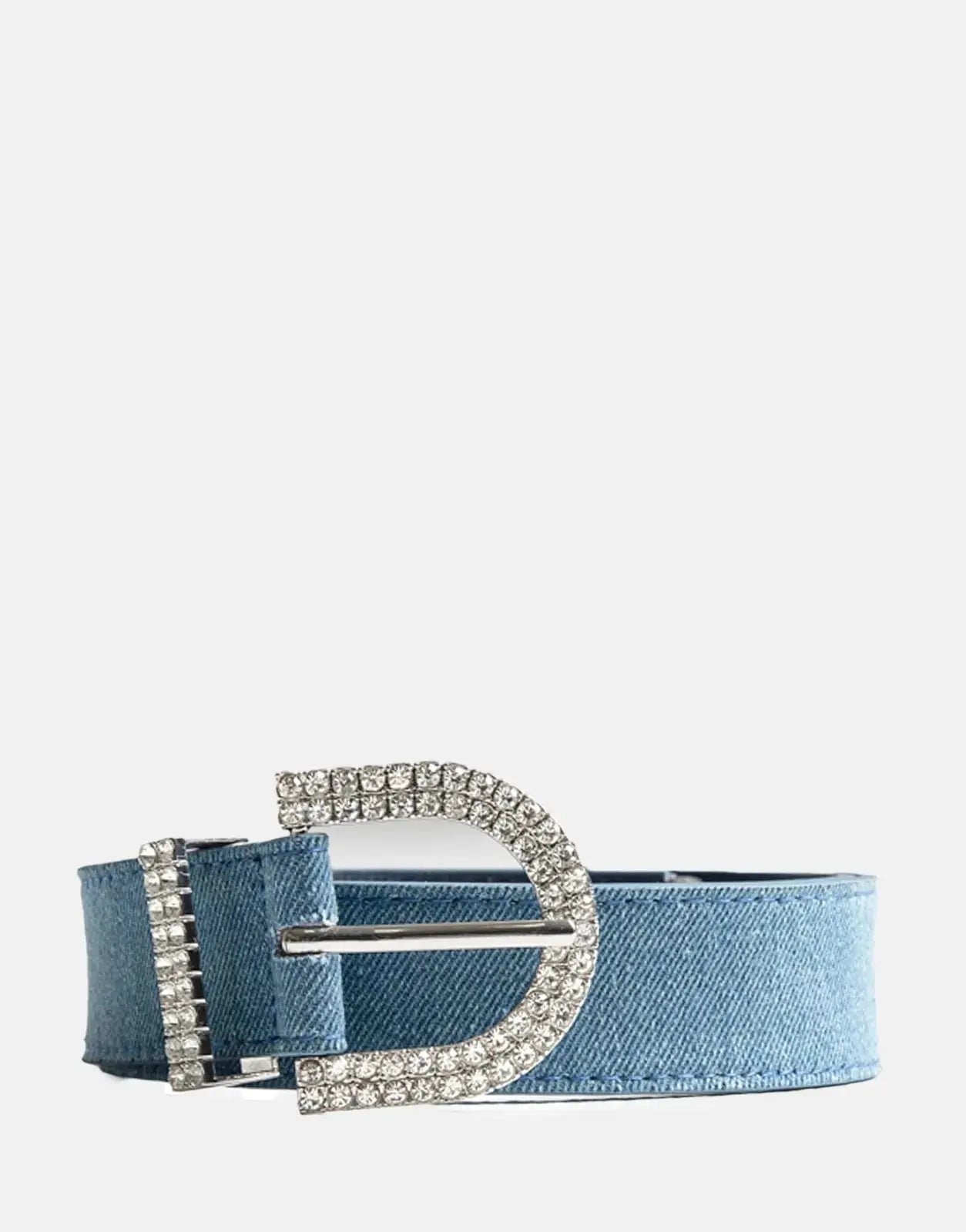 Sissy Boy Women's Denim Diamante Jeans Belt - Blue