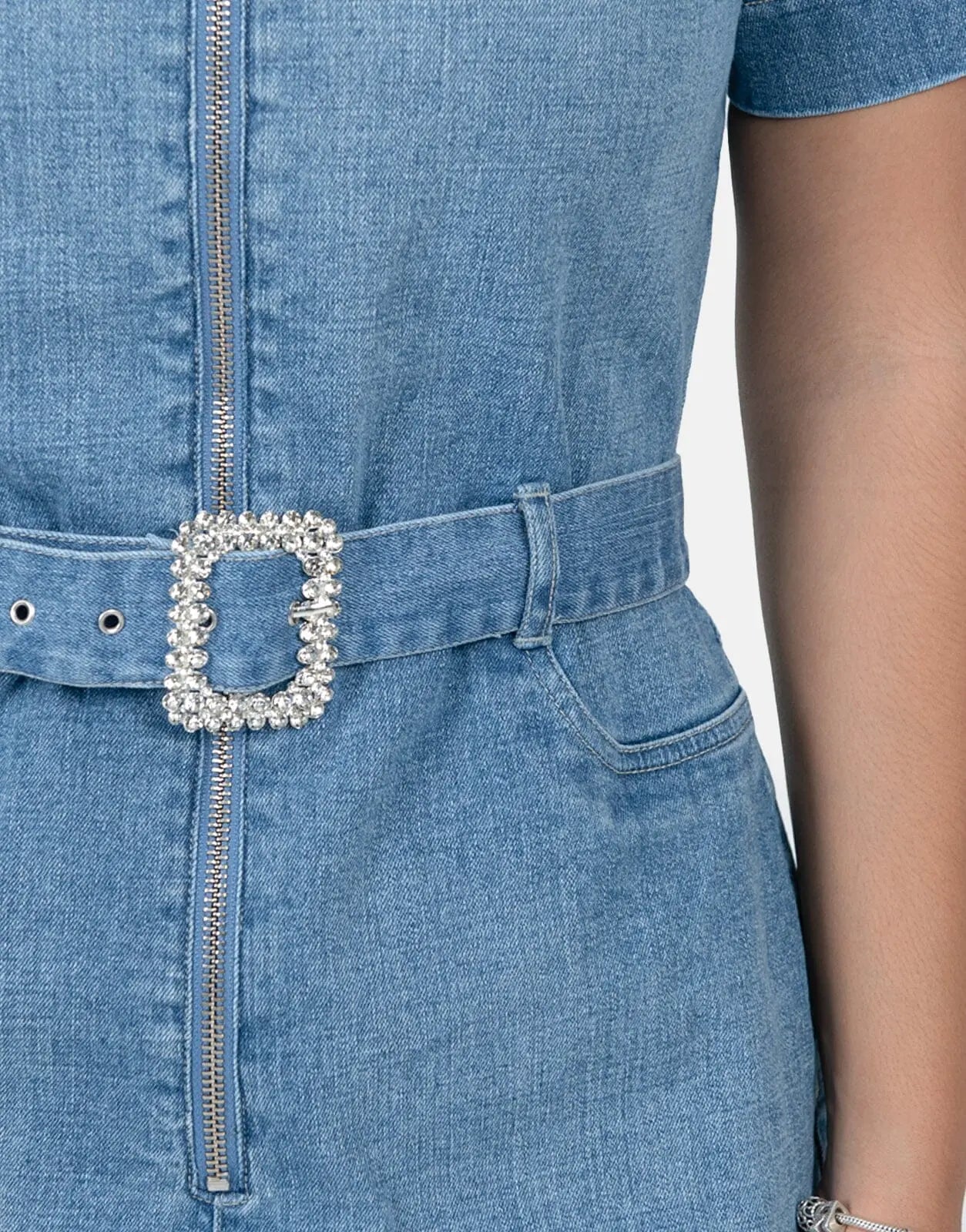 Sissy Boy Denim Self Belt Playsuit Lt Vintage - Subwear