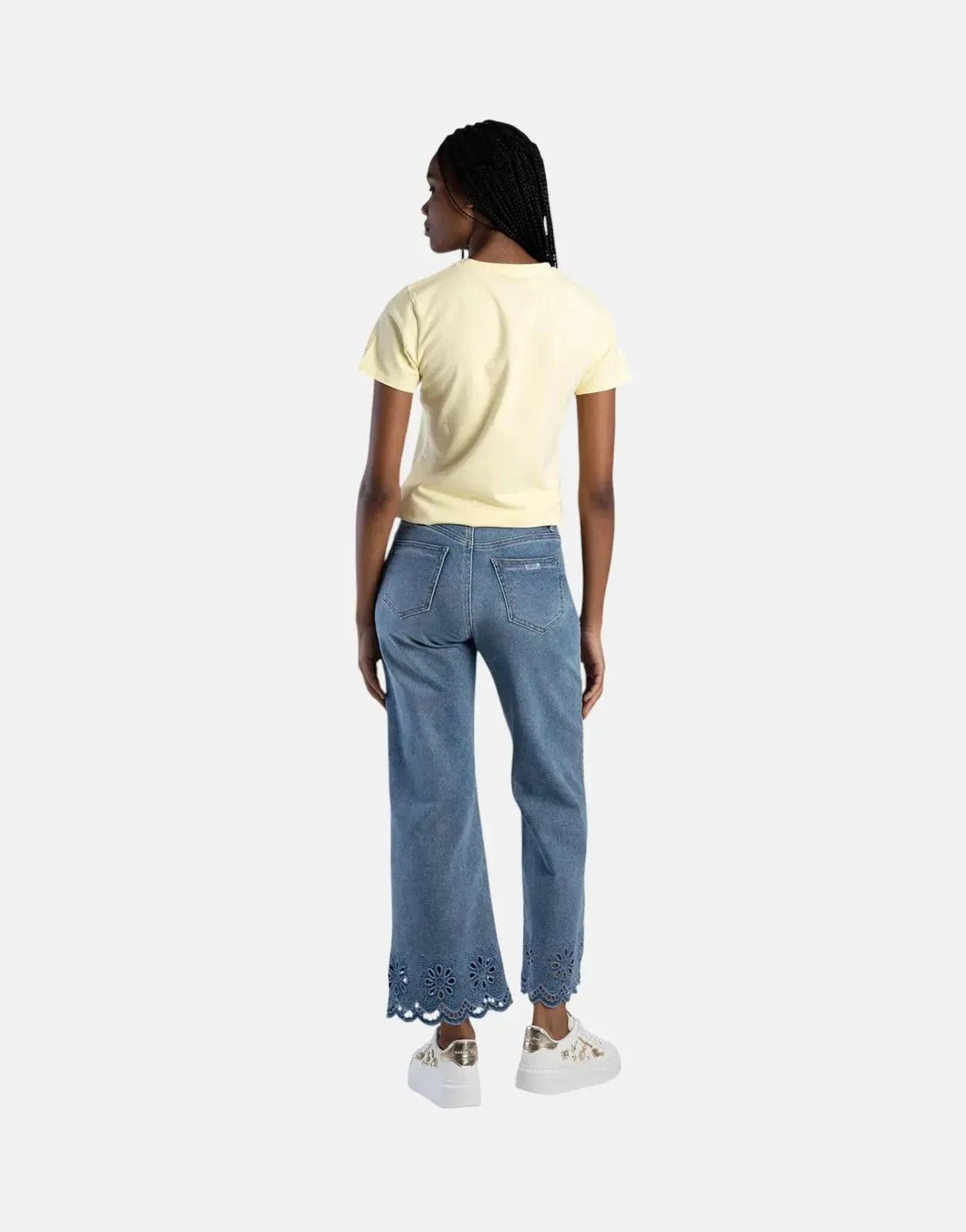 Sissy Boy Flower Embroidery Bling Logo Pale Yellow Top - Subwear