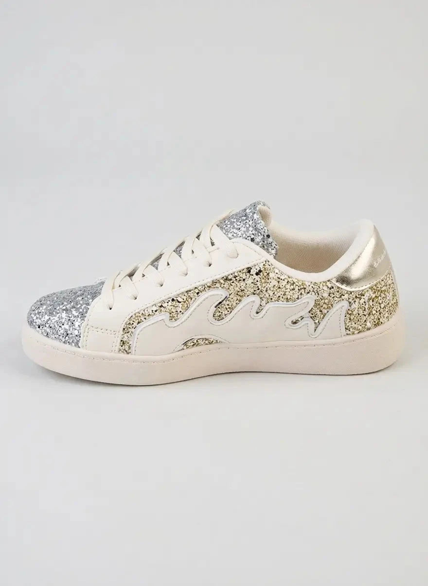 Sissy Boy Marguerite All Over Glitter Cream Sneakers - Subwear