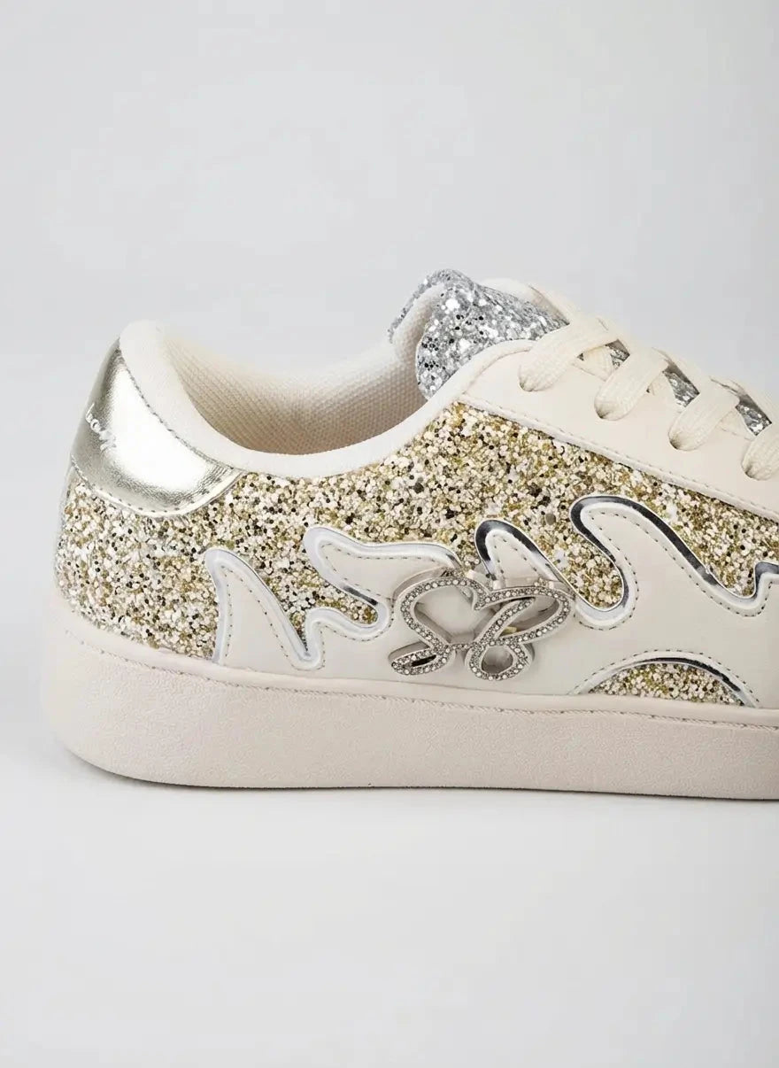 Sissy Boy Marguerite All Over Glitter Cream Sneakers - Subwear