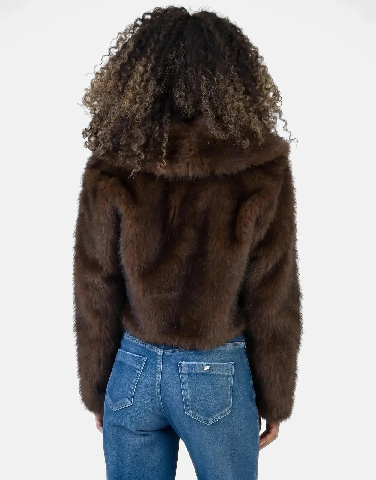 Sissy Boy Needing Me Faux Fur Cropped Brown Jacket - Subwear