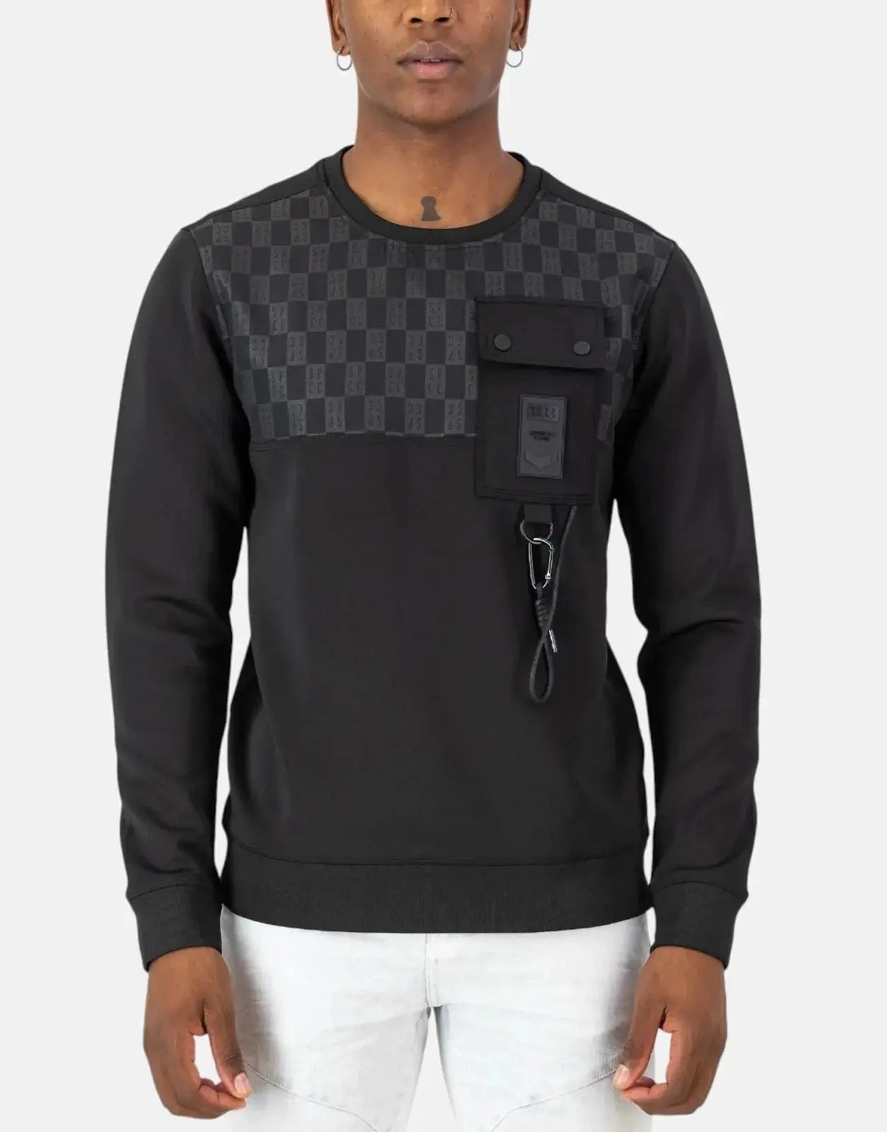 Men's Allora Crewneck Pullover Sweatshirt - Black | SPCC