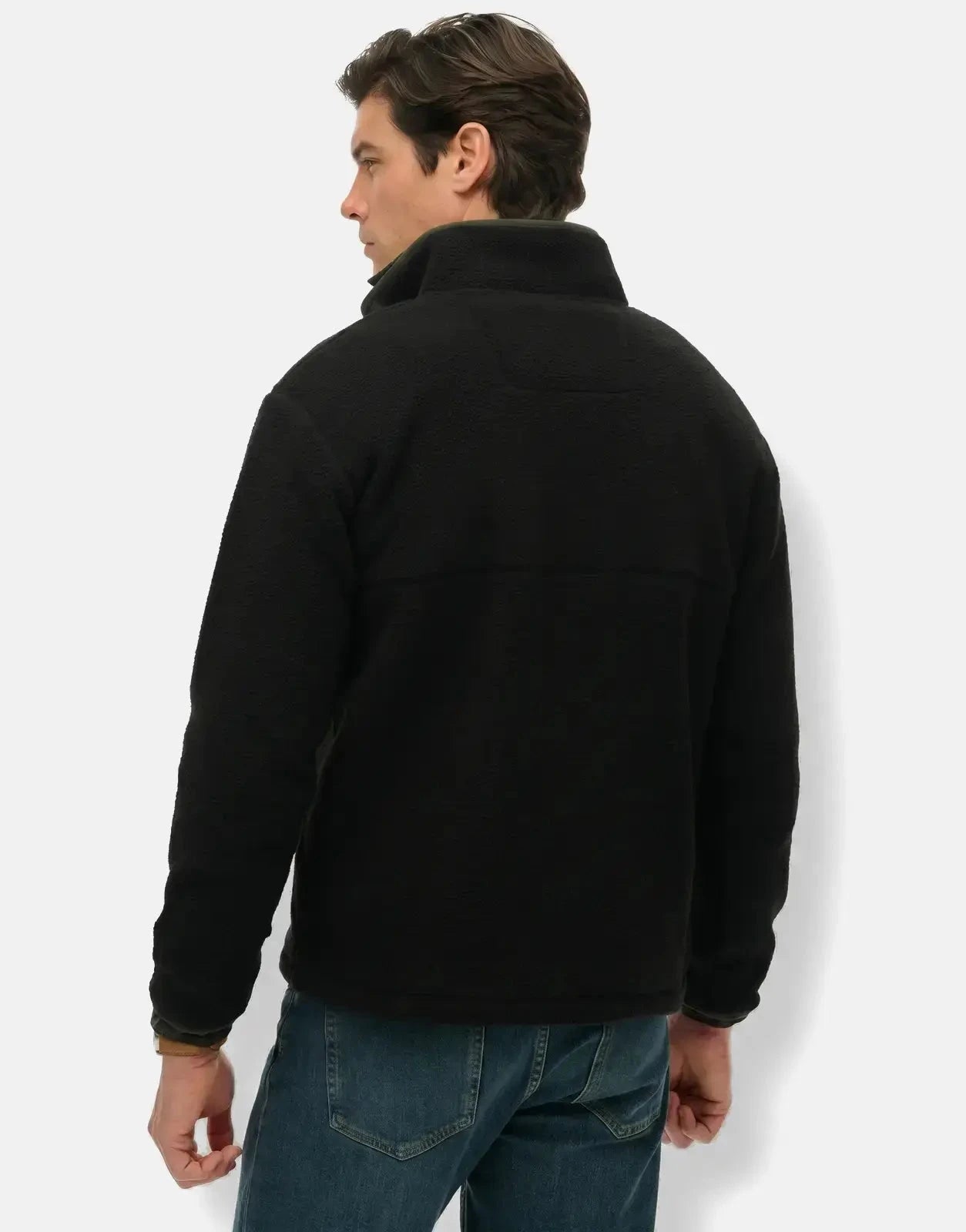 Superdry Fuji Fleece Half Zip Black Henley Jacket - Subwear