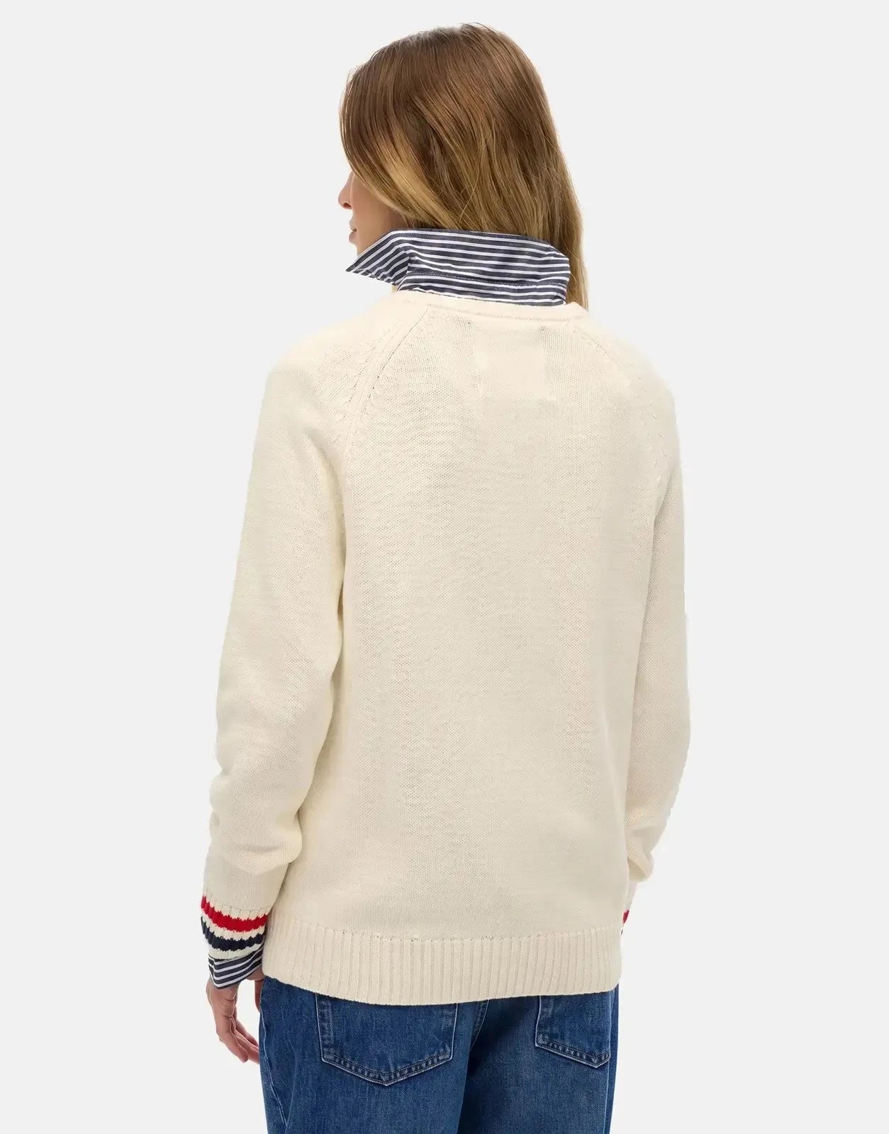 Superdry Slouchy Intarsia Graphic Desert Bone Offwhite Knitwear - Subwear