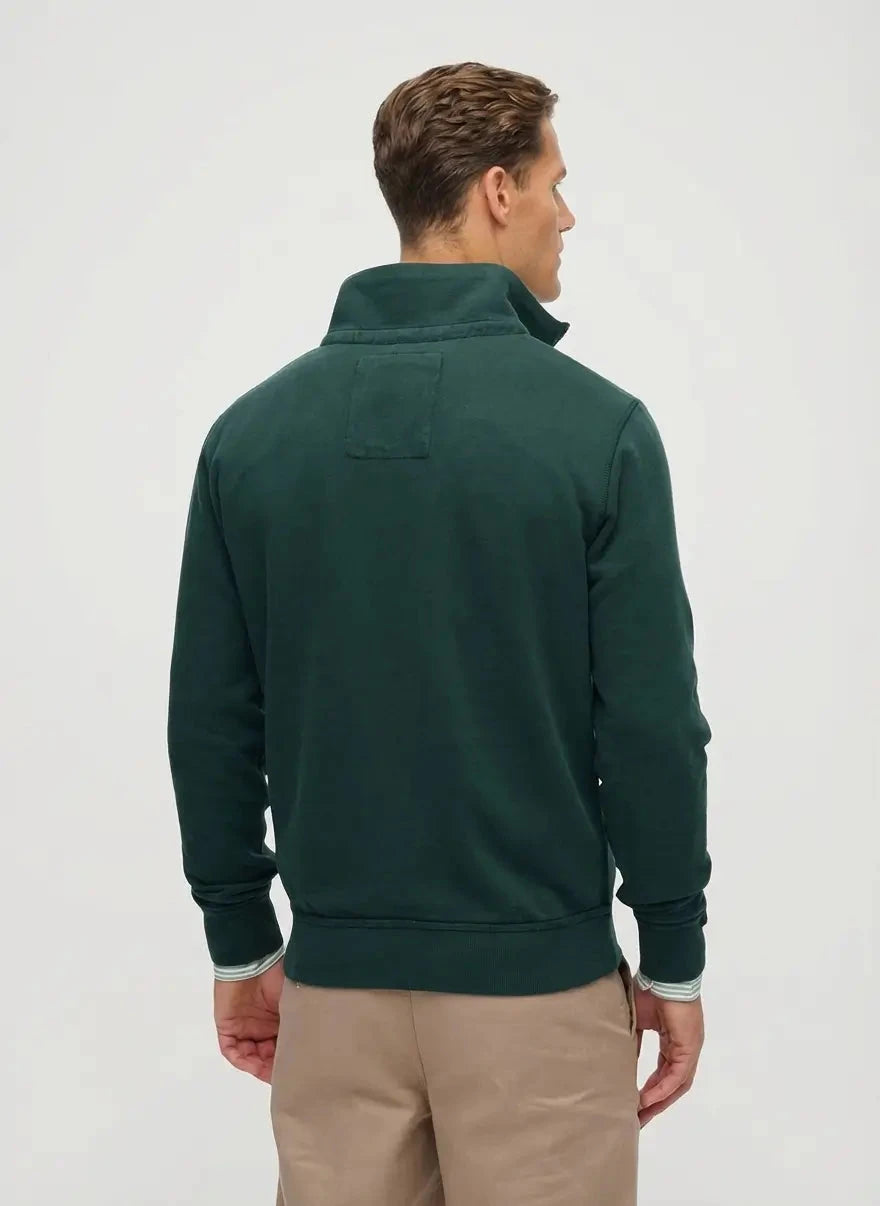 Superdry Vintage Athletic Zip Henley Eagle Green Sweatshirt - Subwear