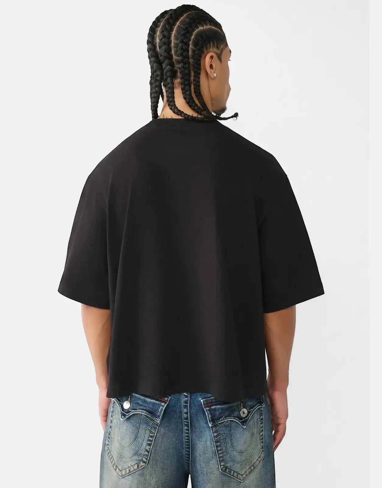 True Religion Multi Logo Boxy T-Shirt Black - Subwear