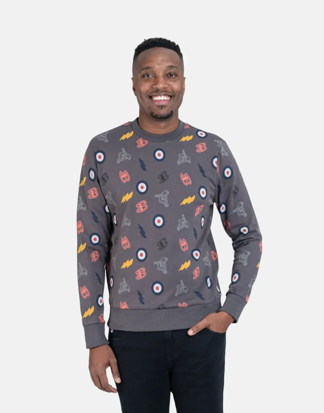 Ben Sherman All Over Print Charcoal Sweatshirt - Subwear