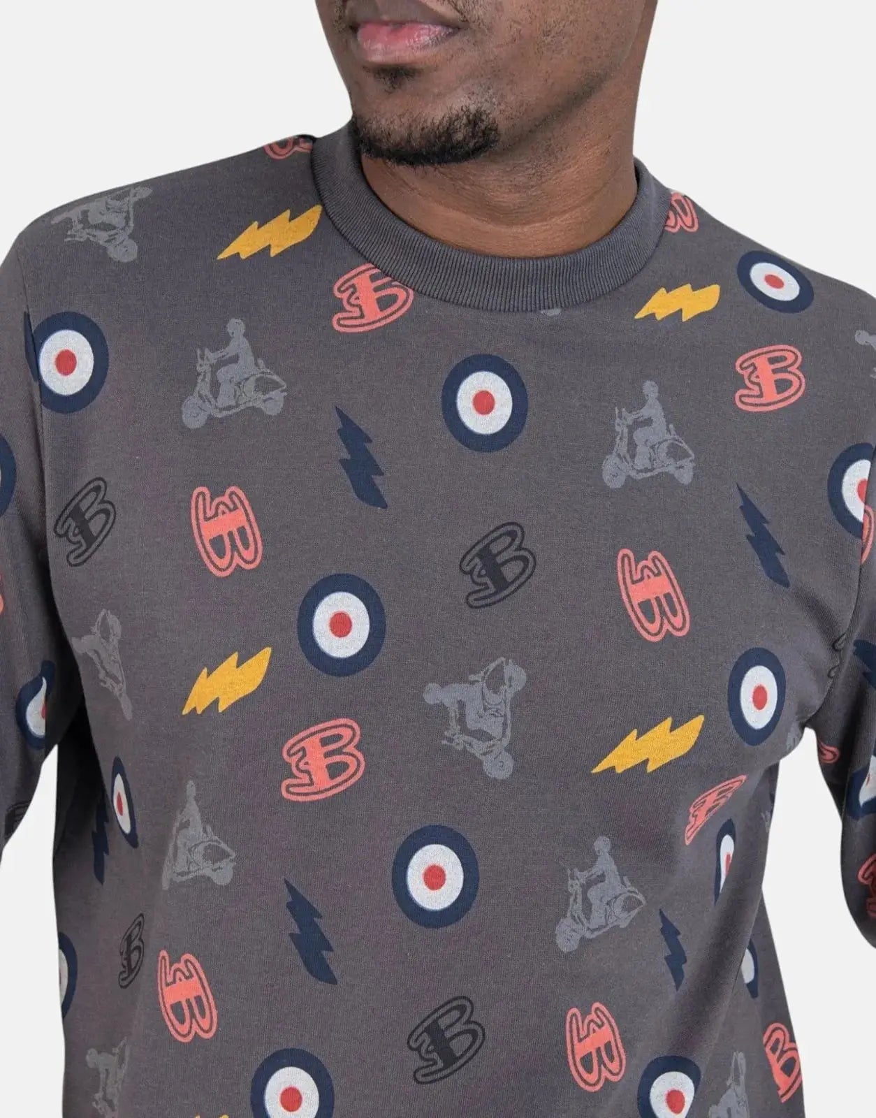Ben Sherman All Over Print Charcoal Sweatshirt - Subwear