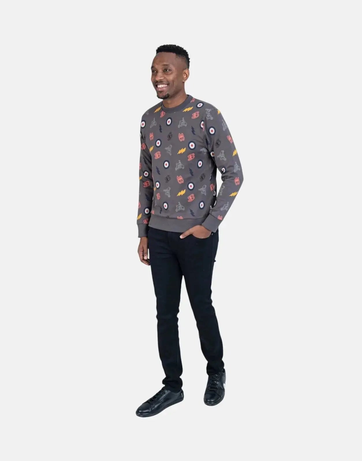 Ben Sherman All Over Print Charcoal Sweatshirt - Subwear