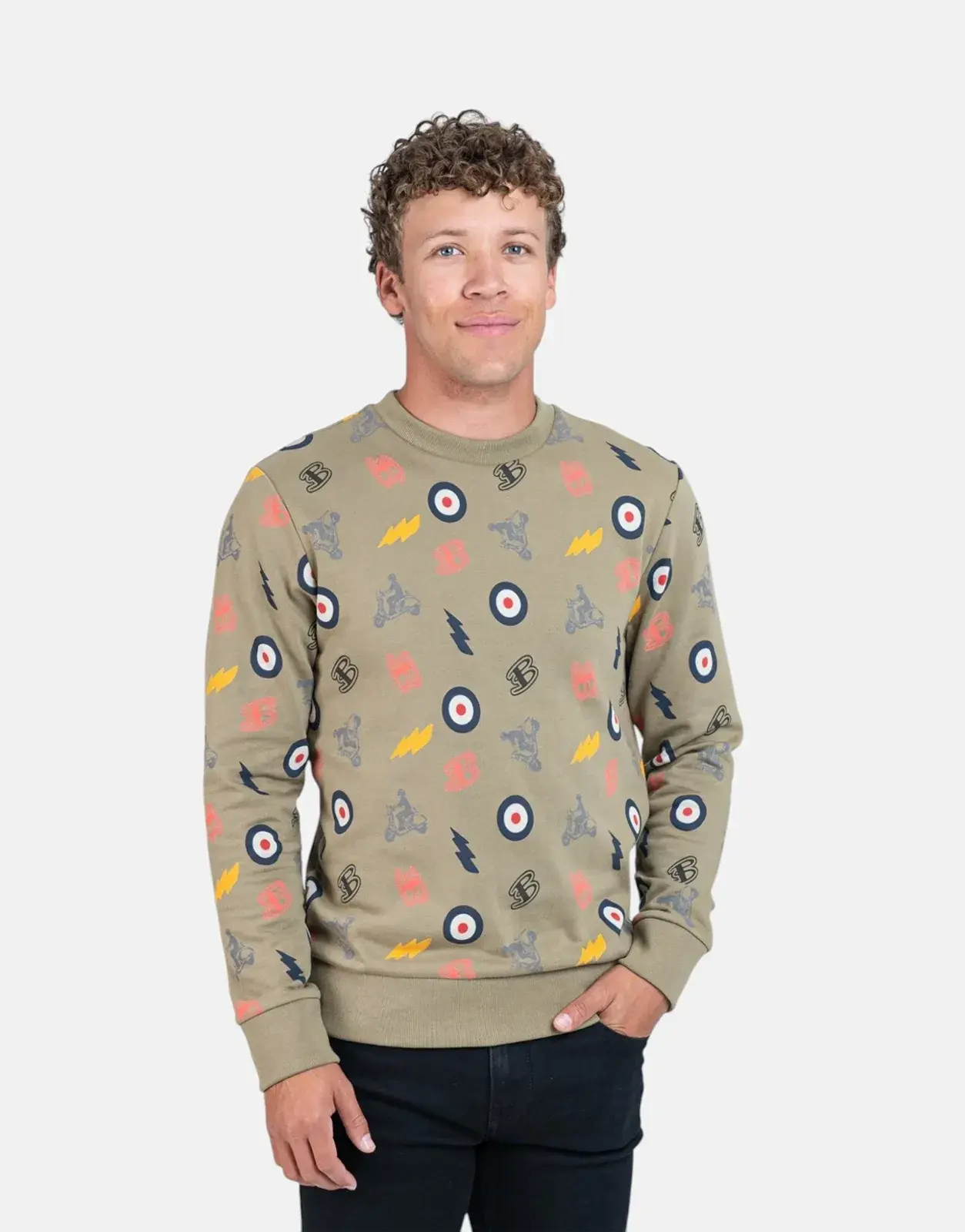 Ben Sherman All Over Print Olive Sweatshirt - Subwear