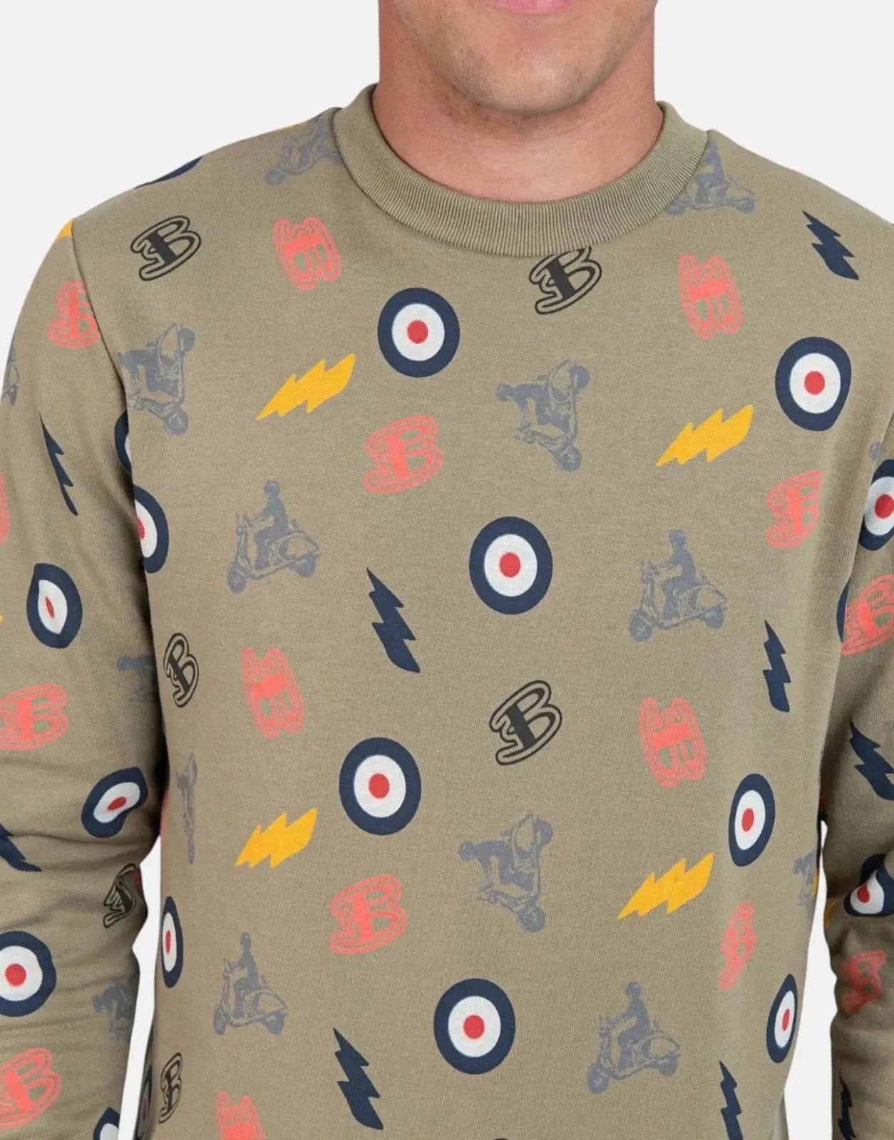 Ben Sherman All Over Print Olive Sweatshirt - Subwear