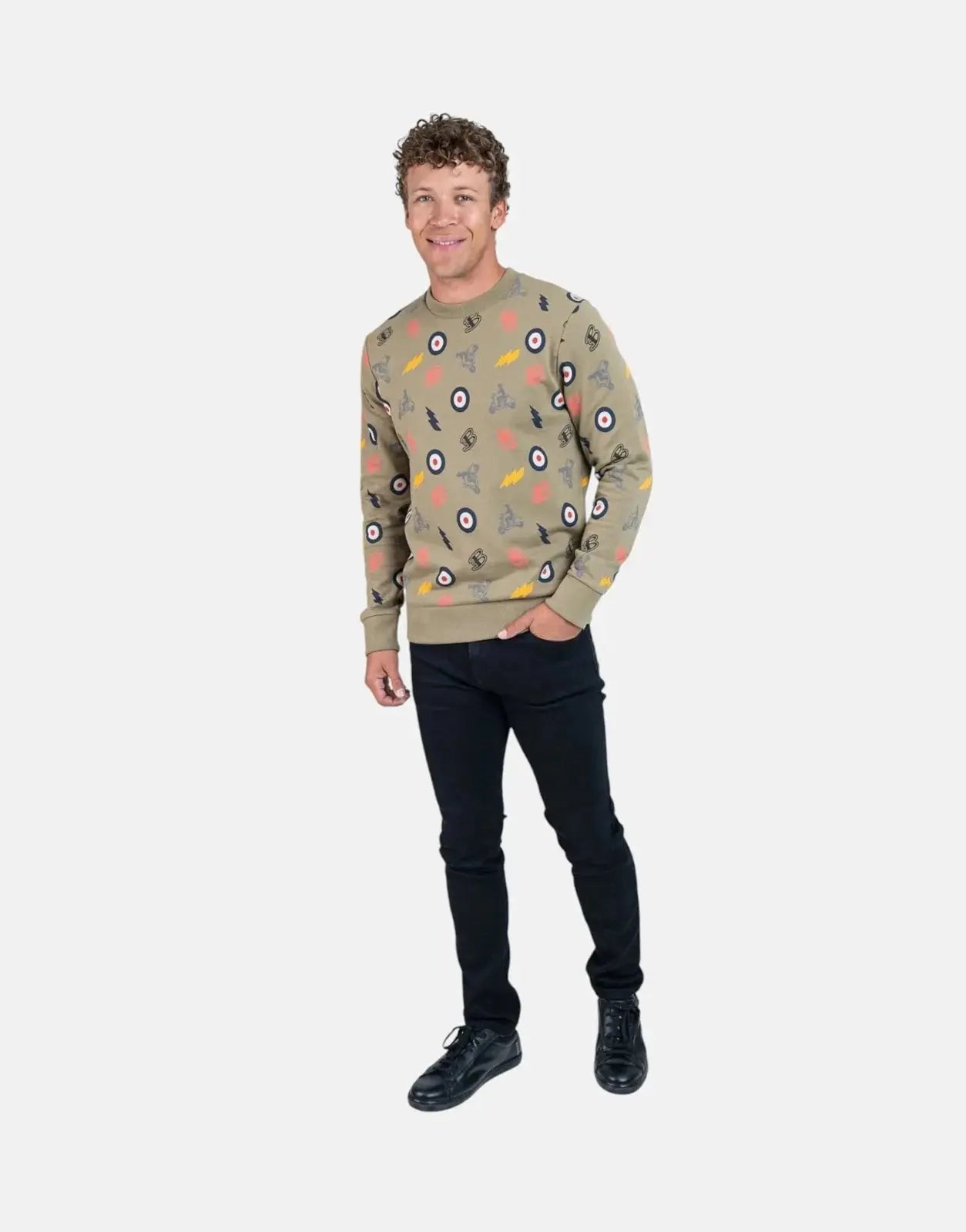 Ben Sherman All Over Print Olive Sweatshirt - Subwear