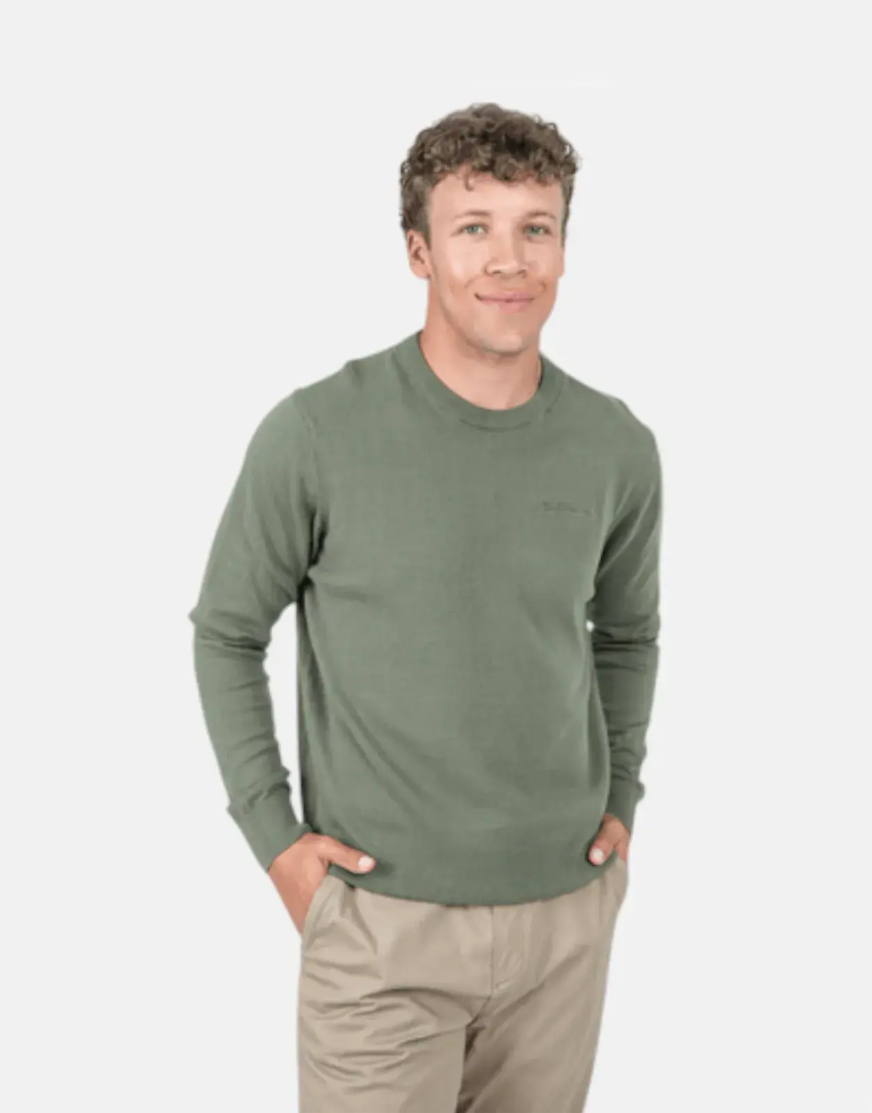 Ben Sherman Crew Neck Olive Knitwear - Subwear
