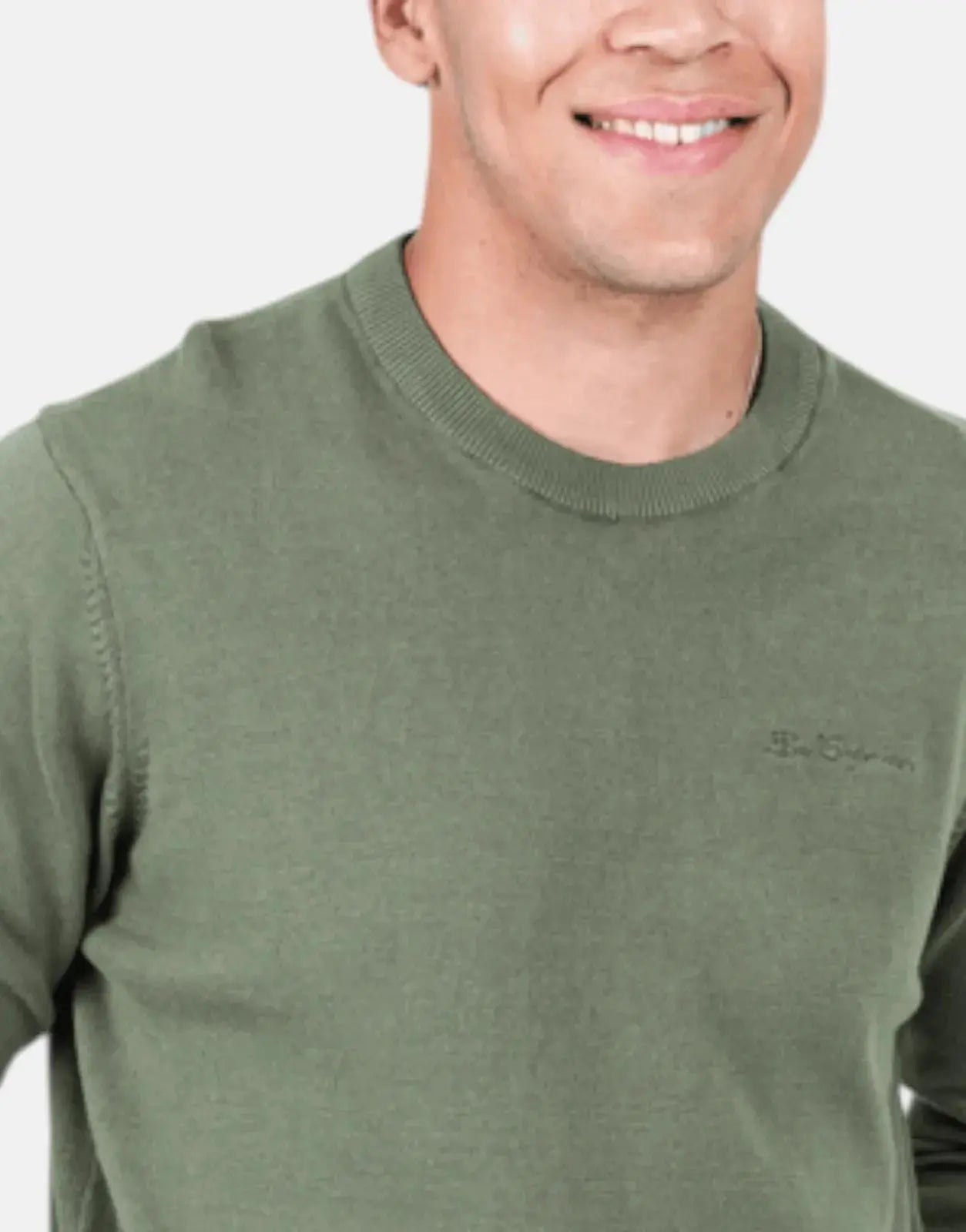 Ben Sherman Crew Neck Olive Knitwear - Subwear
