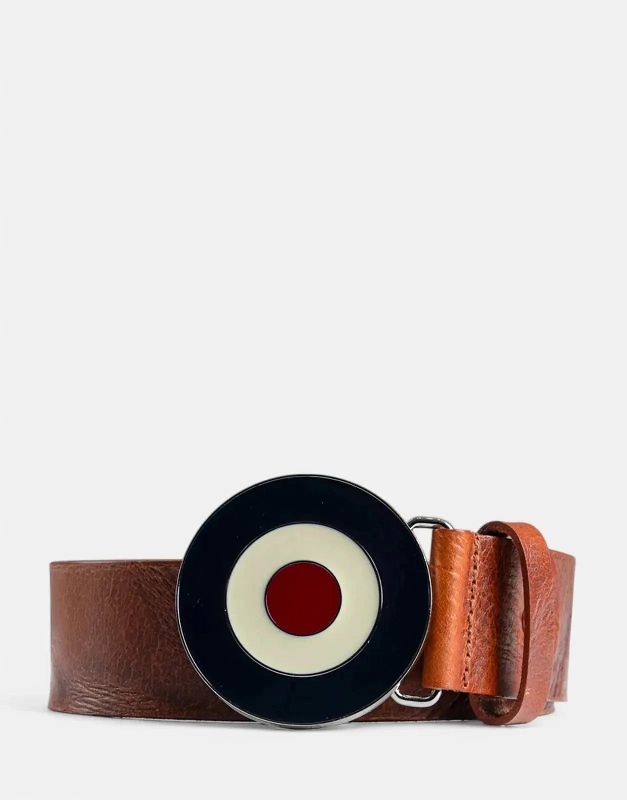 Ben Sherman Distressed Leather Target Buckle Tan Belt - Subwear
