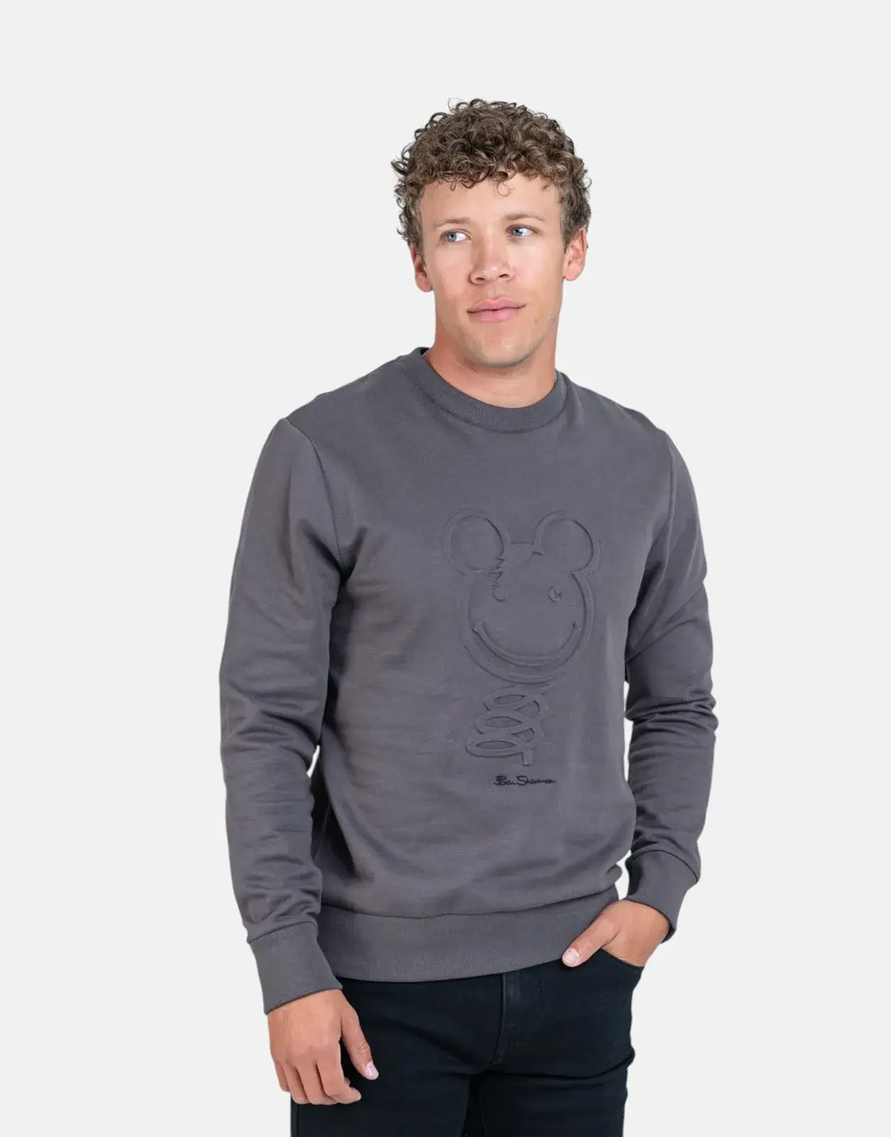 Ben Sherman Embossed 3D Happy Bear Charcoal Sweatshirt - Subwear