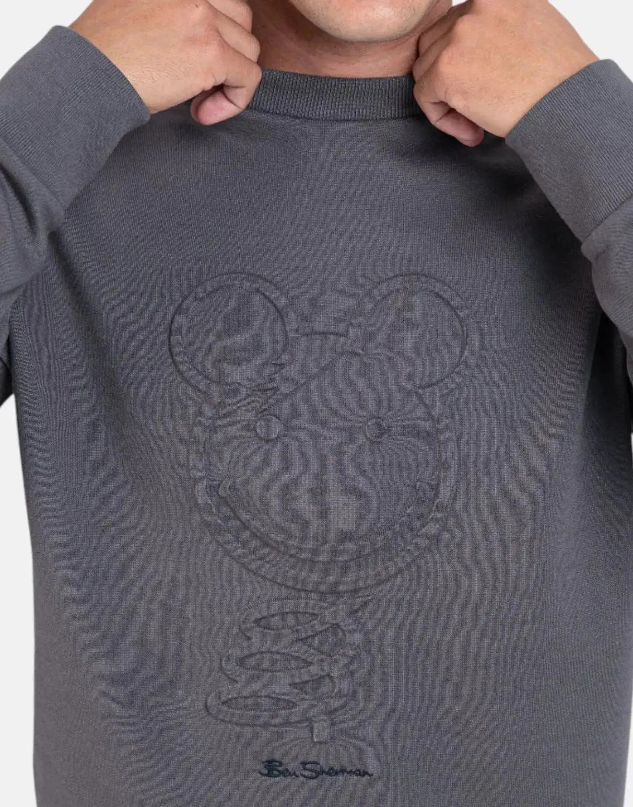 Ben Sherman Embossed 3D Happy Bear Charcoal Sweatshirt - Subwear