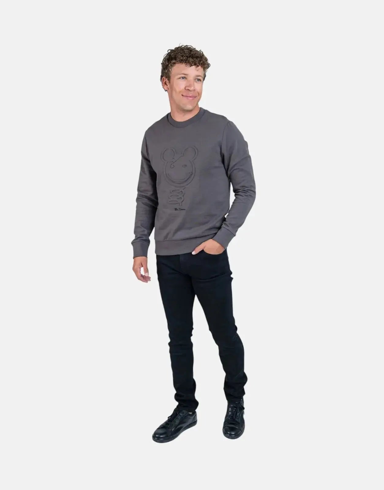 Ben Sherman Embossed 3D Happy Bear Charcoal Sweatshirt - Subwear