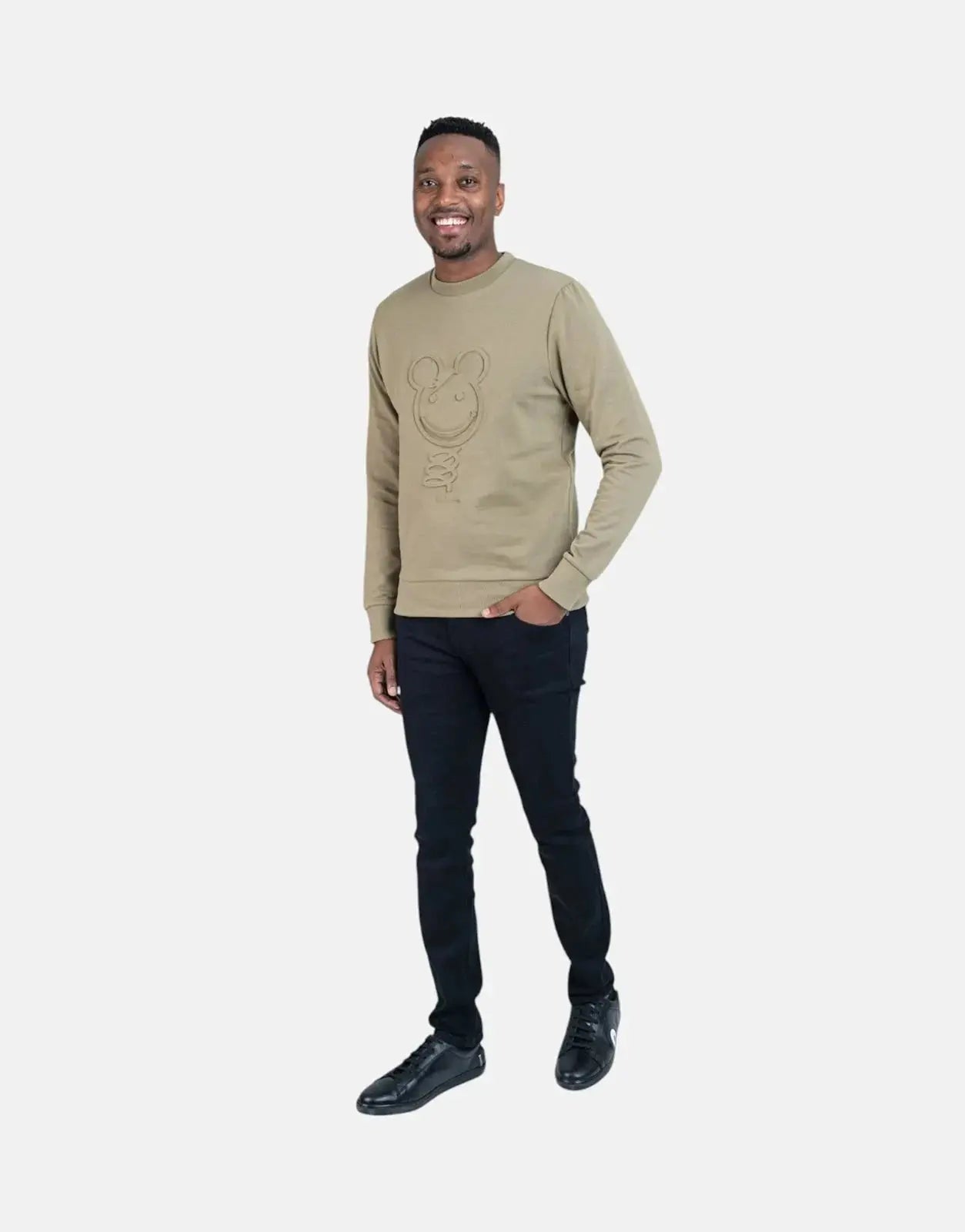 Ben Sherman Embossed 3D Happy Bear Olive Sweatshirt - Subwear