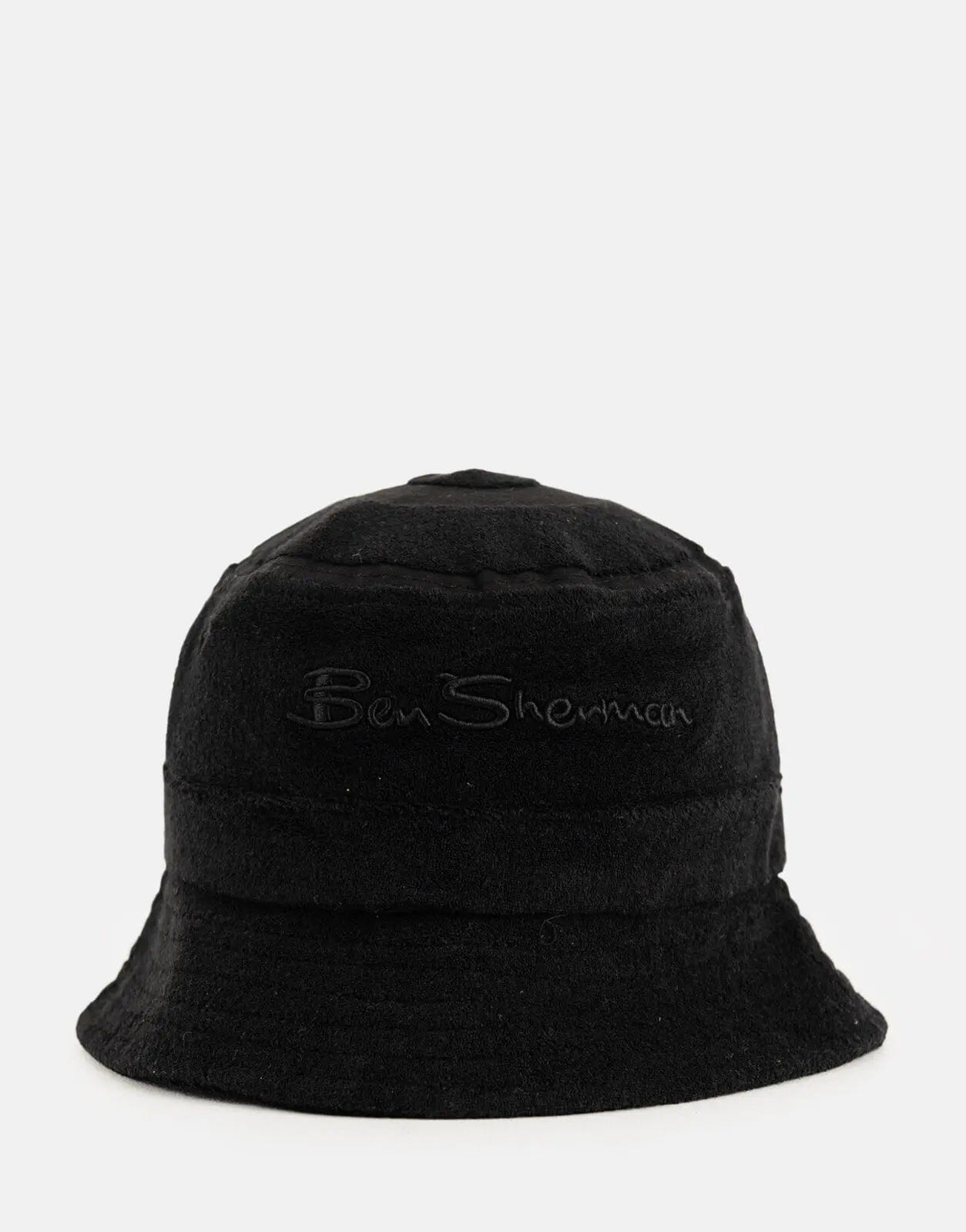 Ben Sherman Target Towelling Black Bucket Hat - Subwear