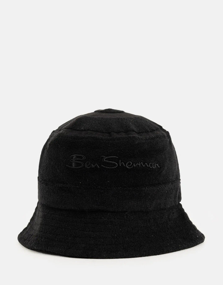 Ben Sherman Target Towelling Black Bucket Hat - Subwear