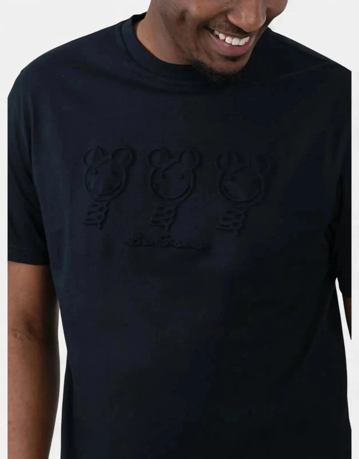 Ben Sherman Trio Embossed Happy Bear Black T-Shirt - Subwear