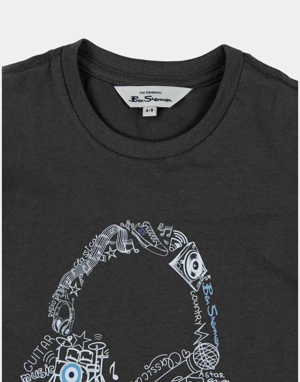 Ben Sherman Typography Headphones Charcoal T-Shirt - Subwear