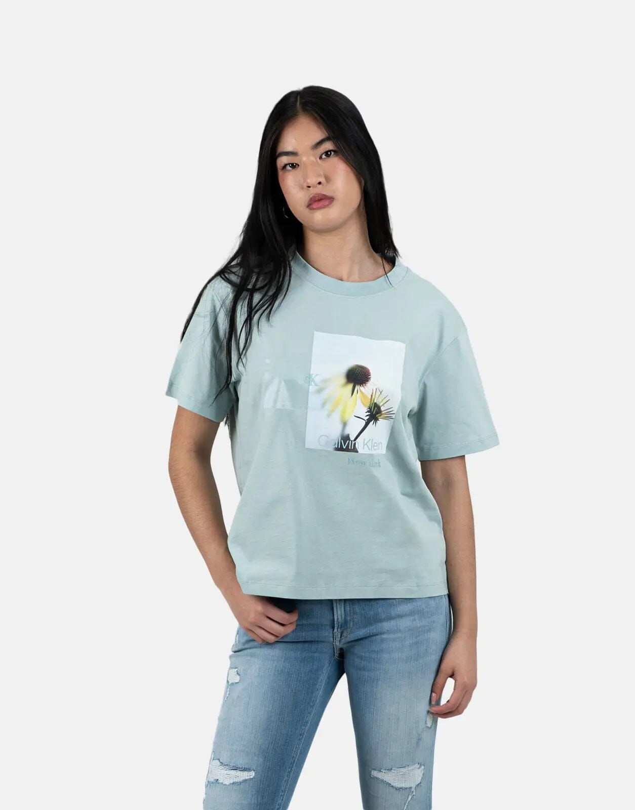 Calvin Klein Flower Graphic Relaxed Light Blue T-Shirt - Subwear